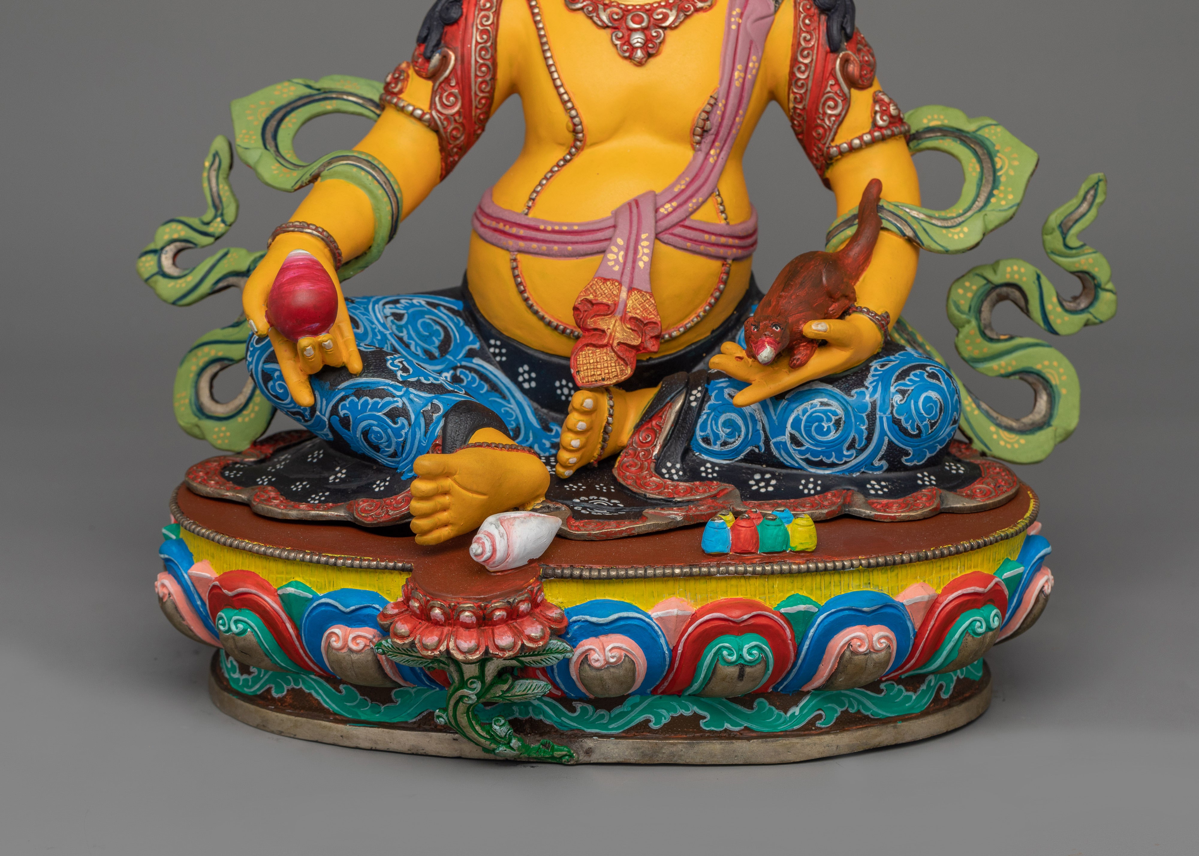 Tibetan Dzambhala Deity | 24k Gold Gilded Figurine