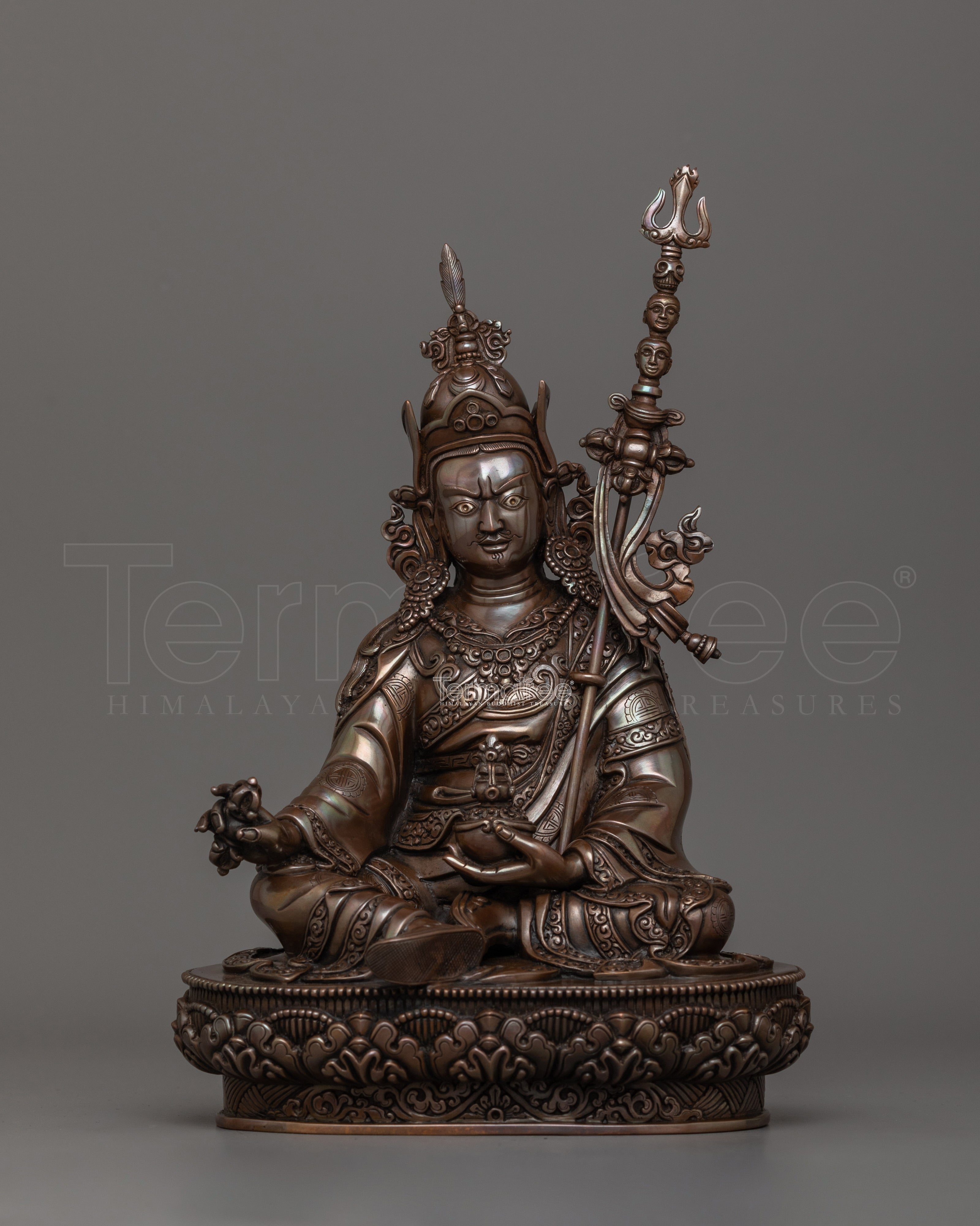 Tibetan Statue of Rinpoche Precious Guru | Oxidized Copper Artwork