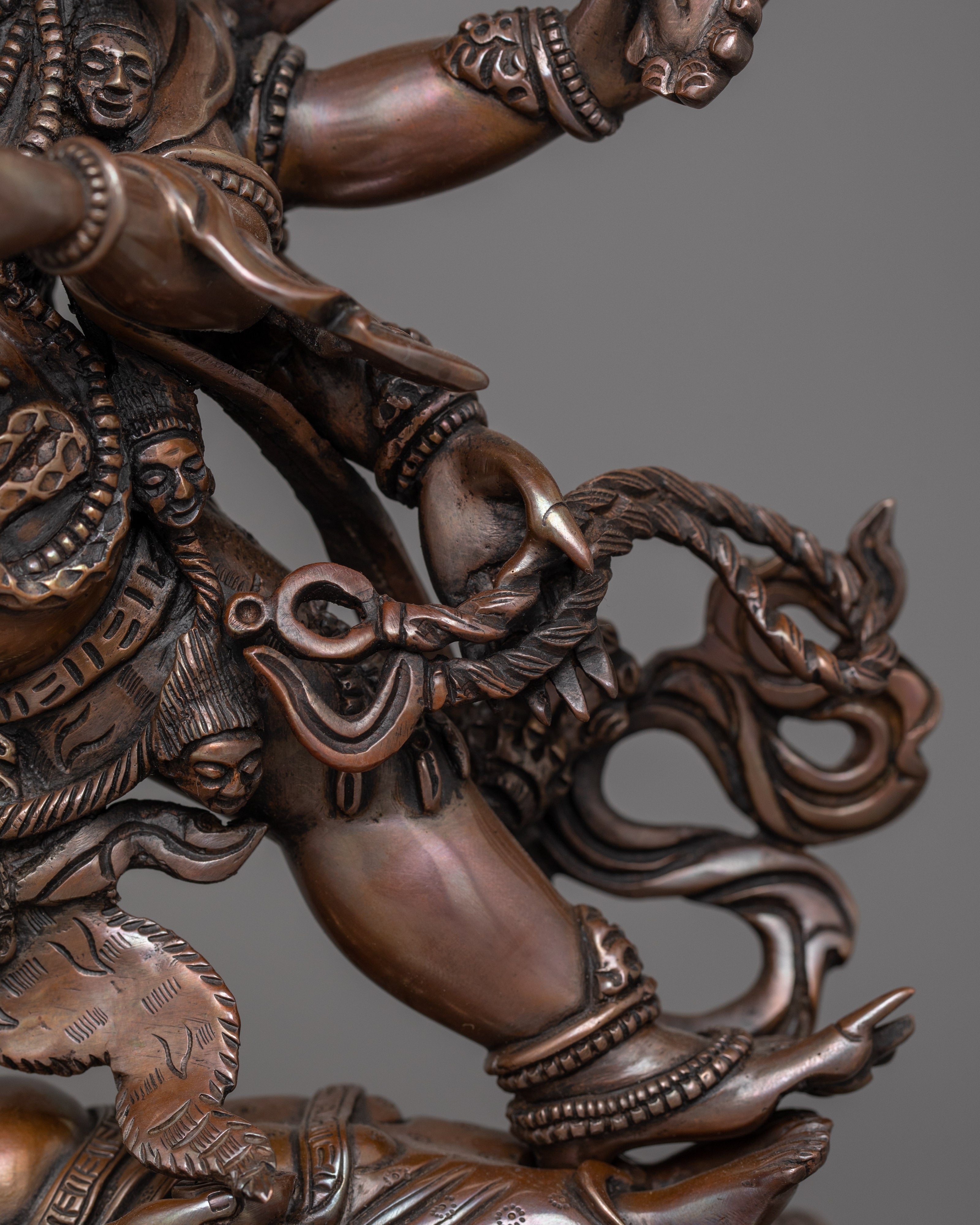 Oxidized Six-Armed Mahakala Himalayan Statue | The Fierce Guardian for Spiritual Protection
