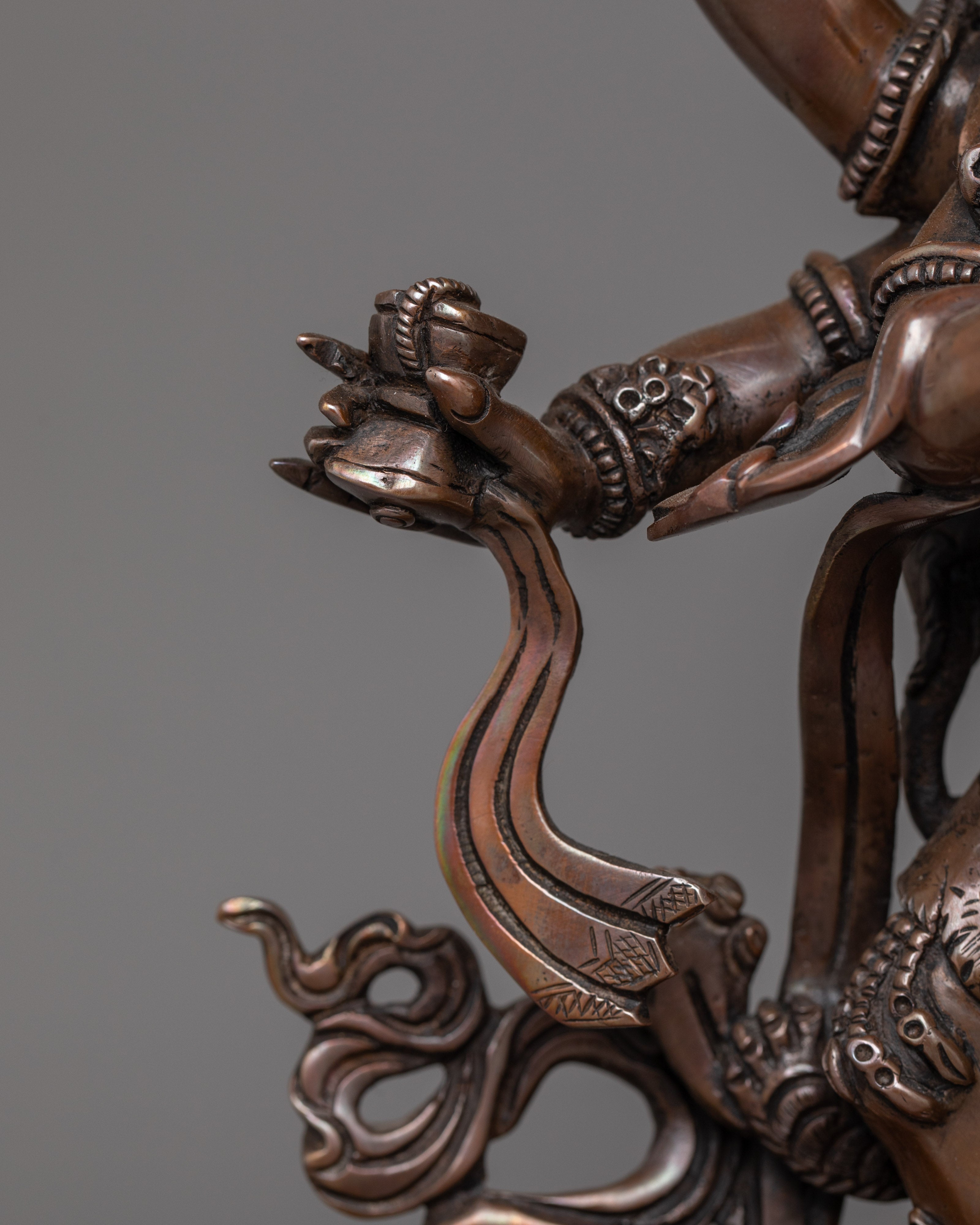 Oxidized Six-Armed Mahakala Himalayan Statue | The Fierce Guardian for Spiritual Protection