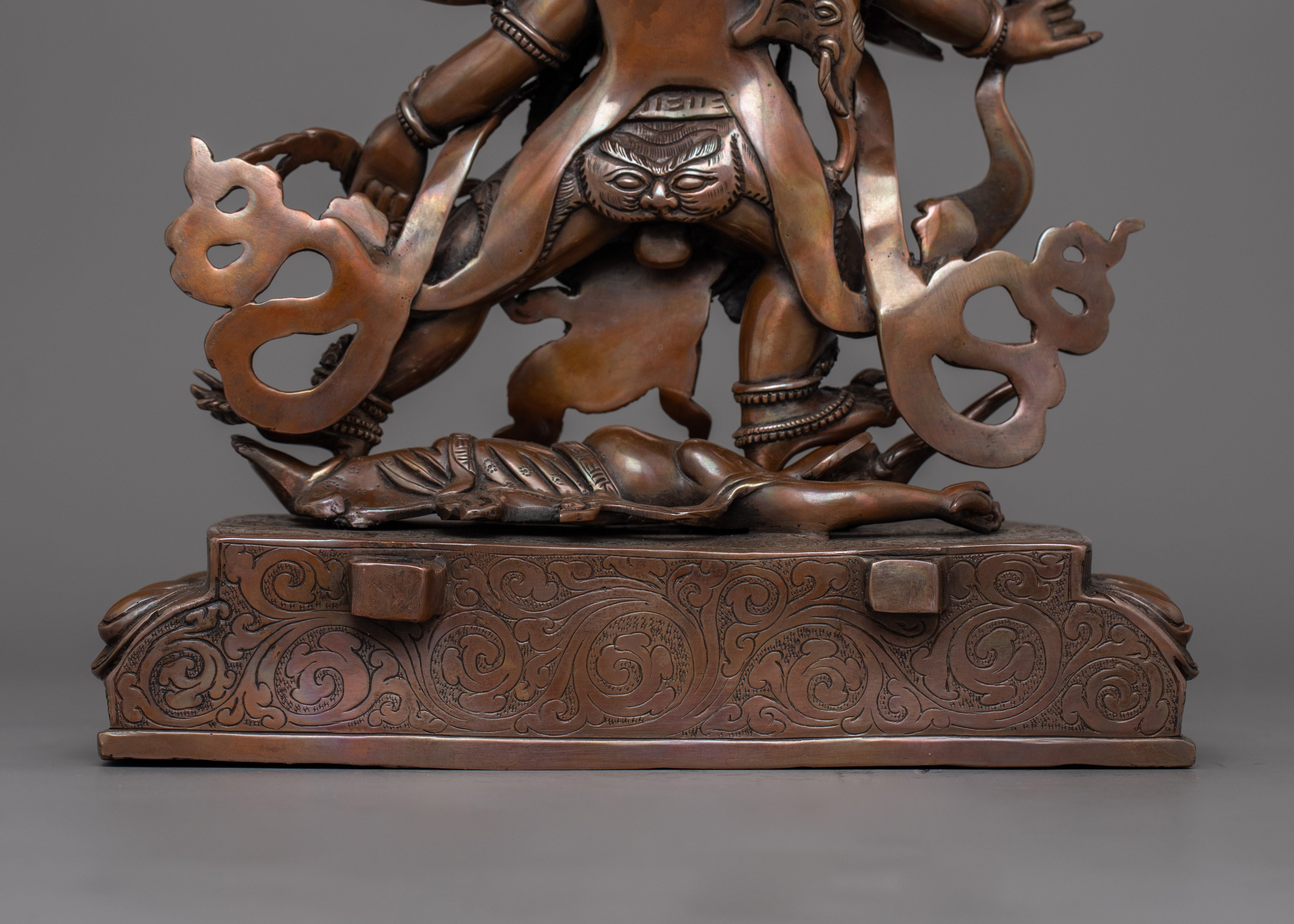 Oxidized Six-Armed Mahakala Himalayan Statue | The Fierce Guardian for Spiritual Protection