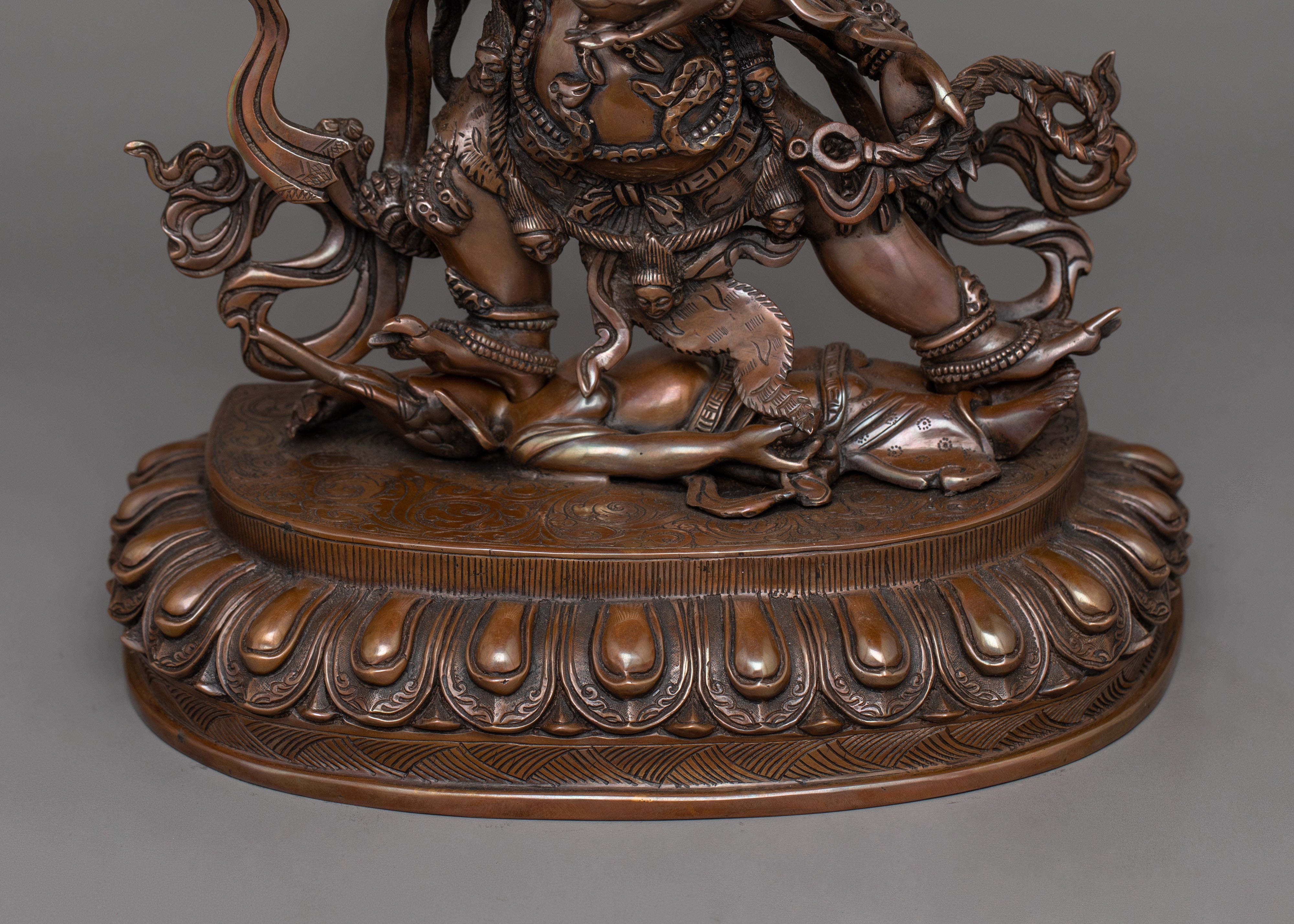 Oxidized Six-Armed Mahakala Himalayan Statue | The Fierce Guardian for Spiritual Protection