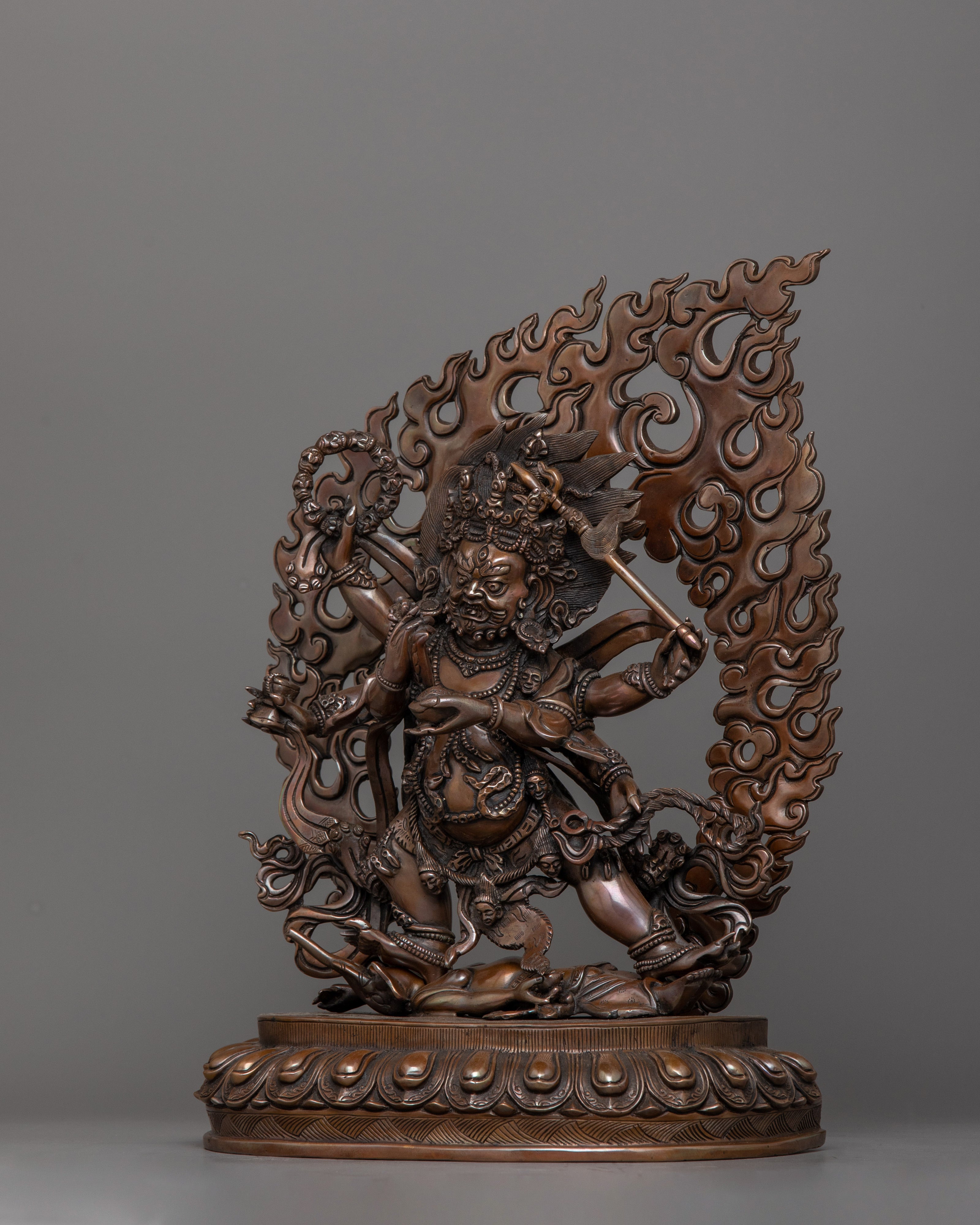 Oxidized Six-Armed Mahakala Himalayan Statue | The Fierce Guardian for Spiritual Protection