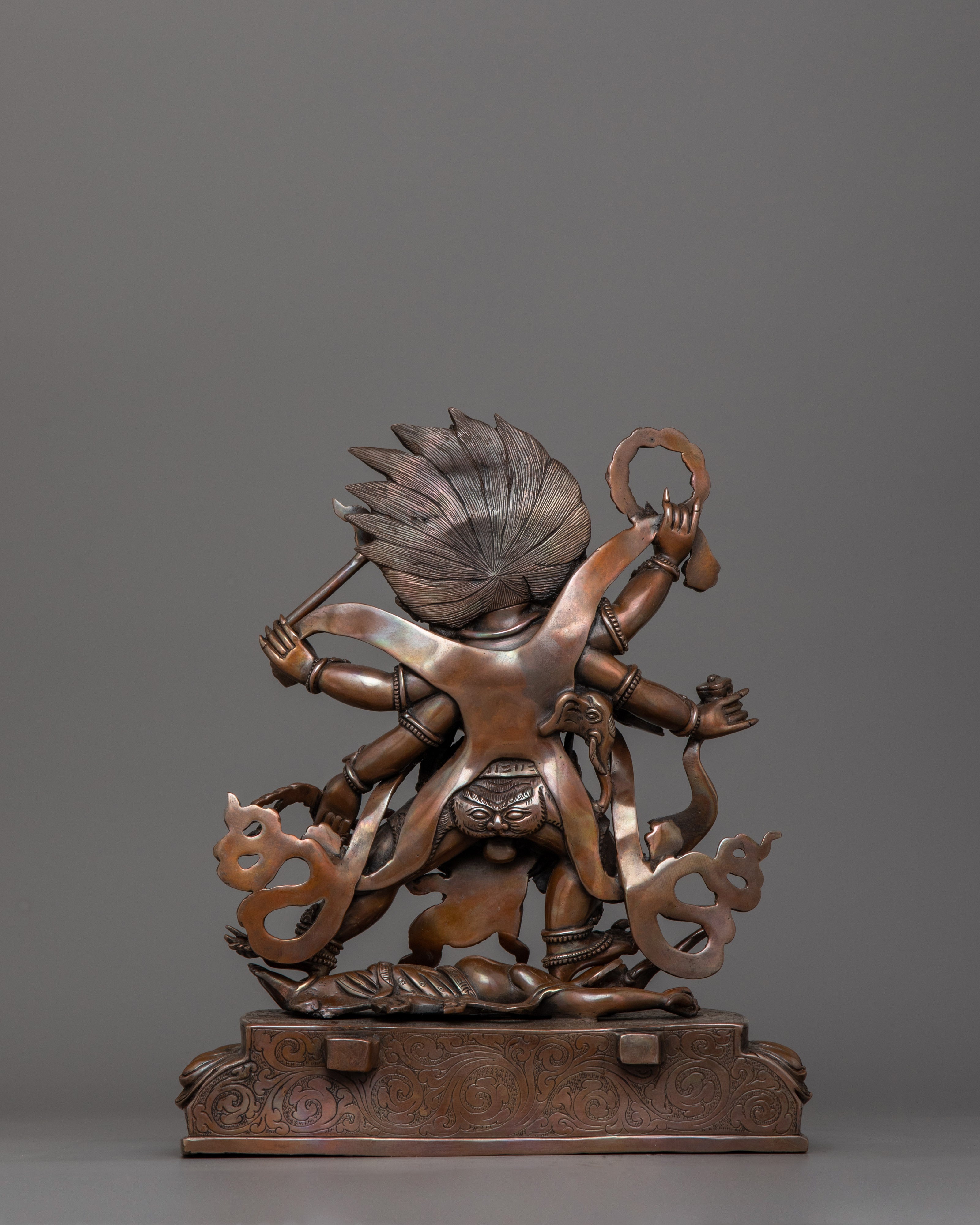Oxidized Six-Armed Mahakala Himalayan Statue | The Fierce Guardian for Spiritual Protection