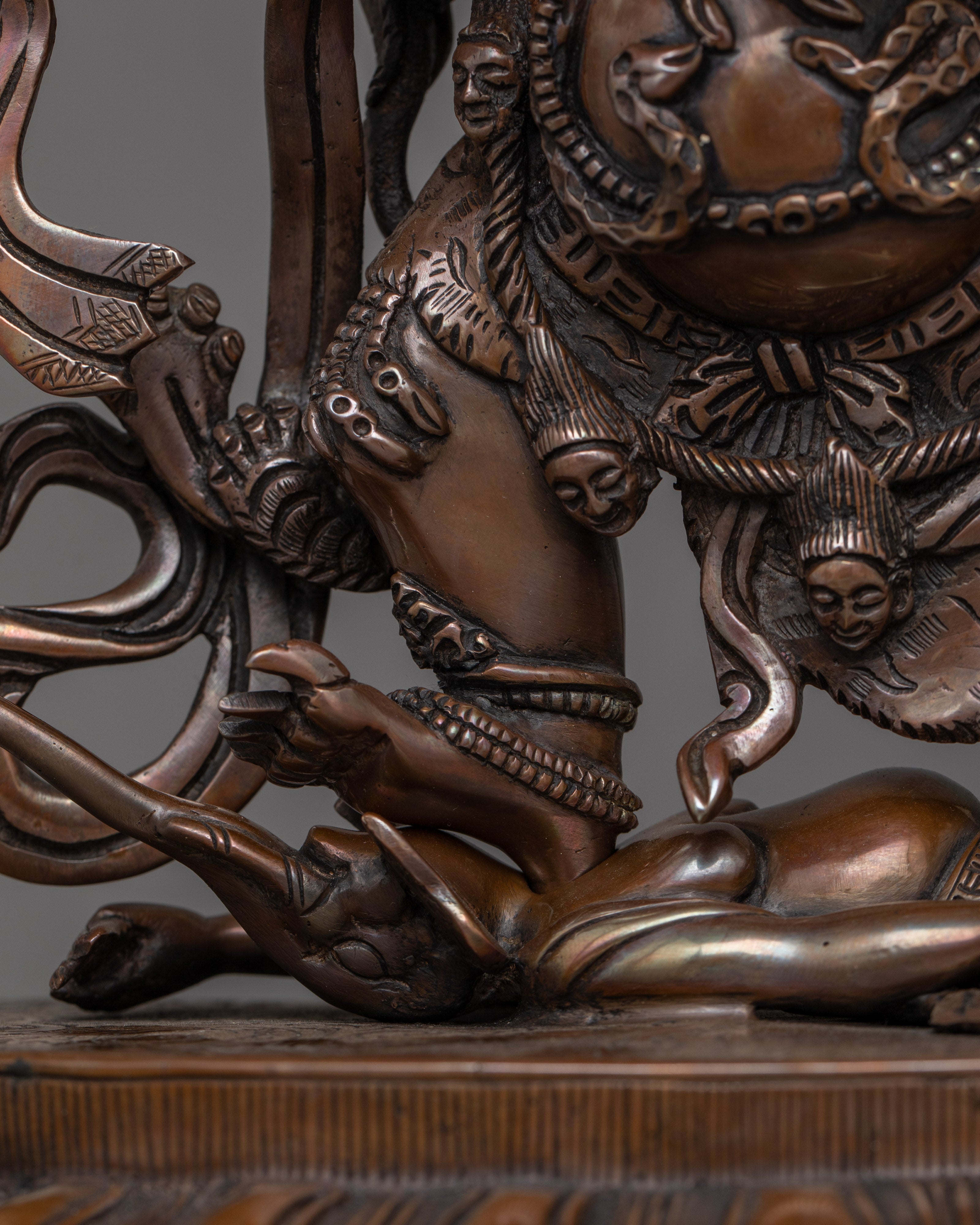 Oxidized Six-Armed Mahakala Himalayan Statue | The Fierce Guardian for Spiritual Protection
