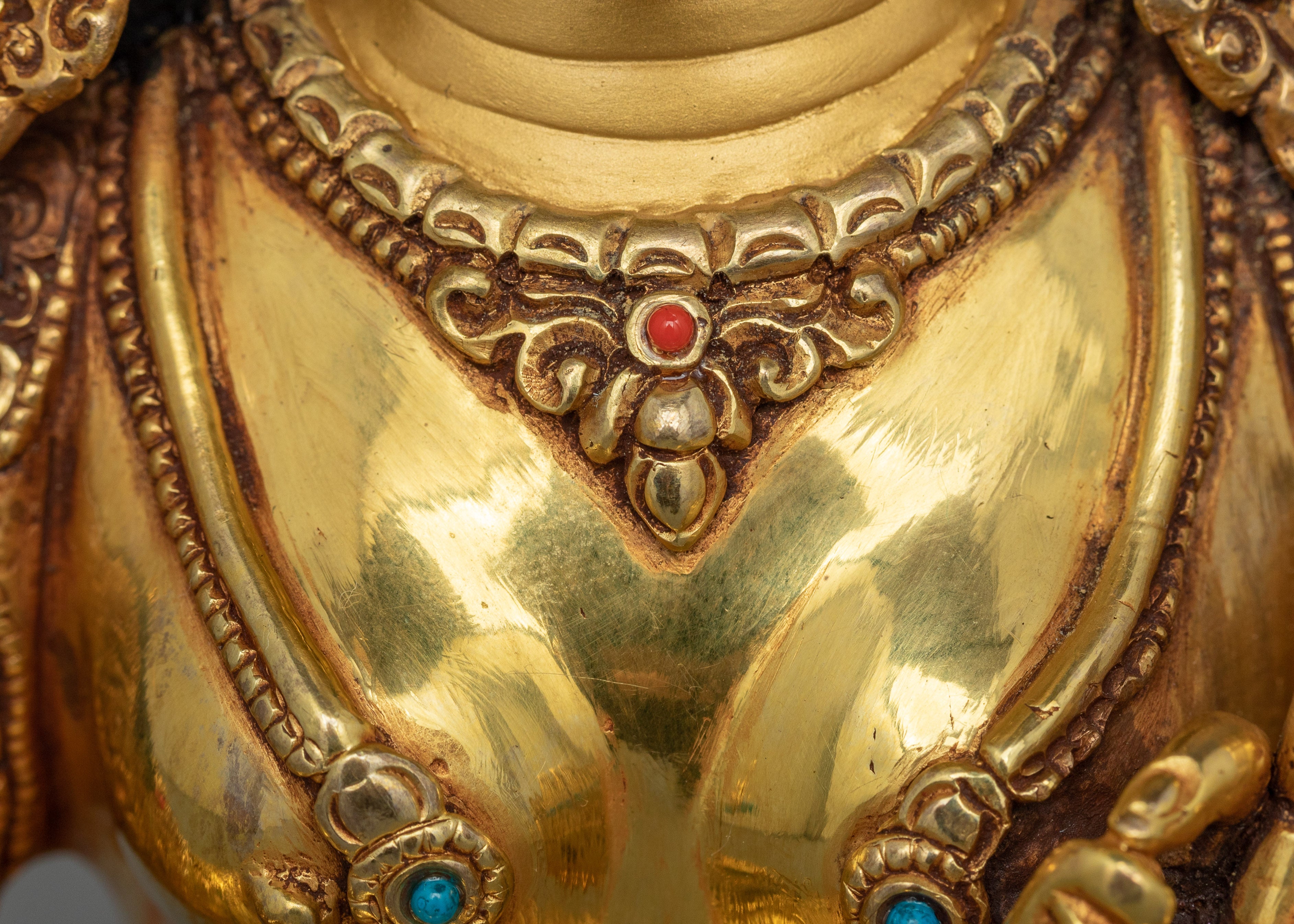 24K Gold Gilded White Tara Statue For Shrine | Symbol of Longevity and Enlightenment