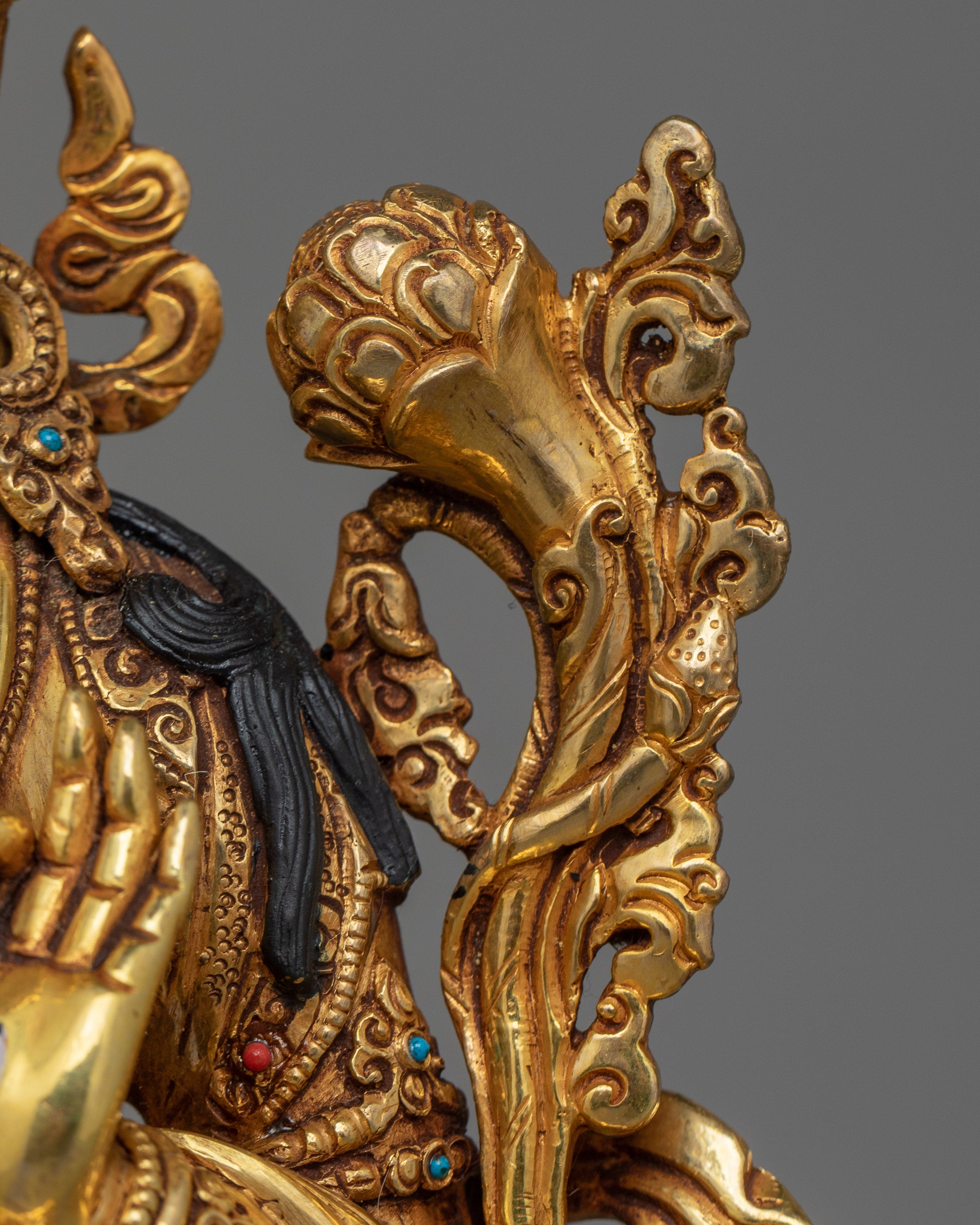 24K Gold Gilded White Tara Statue For Shrine | Symbol of Longevity and Enlightenment