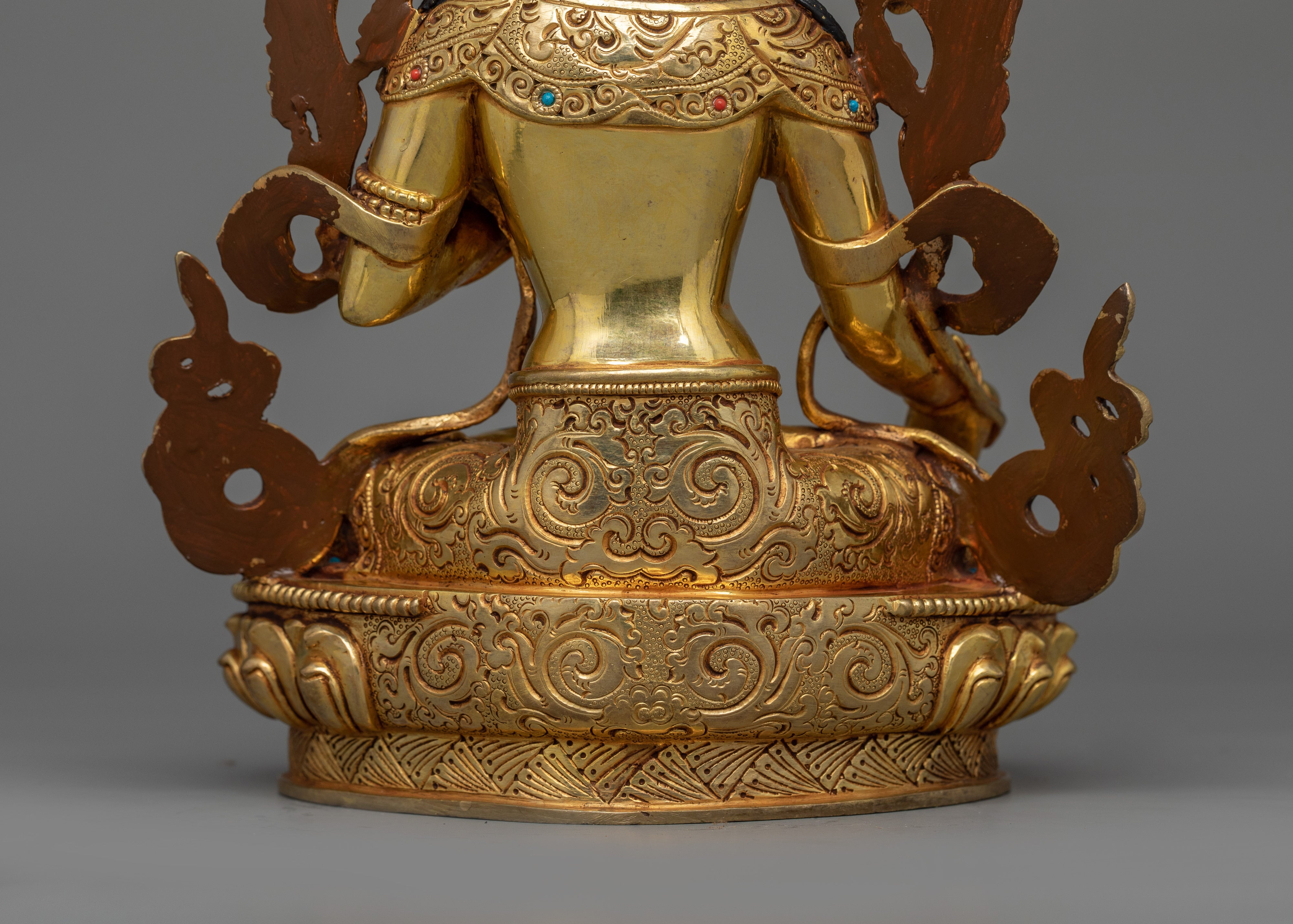 24K Gold Gilded White Tara Statue For Shrine | Symbol of Longevity and Enlightenment