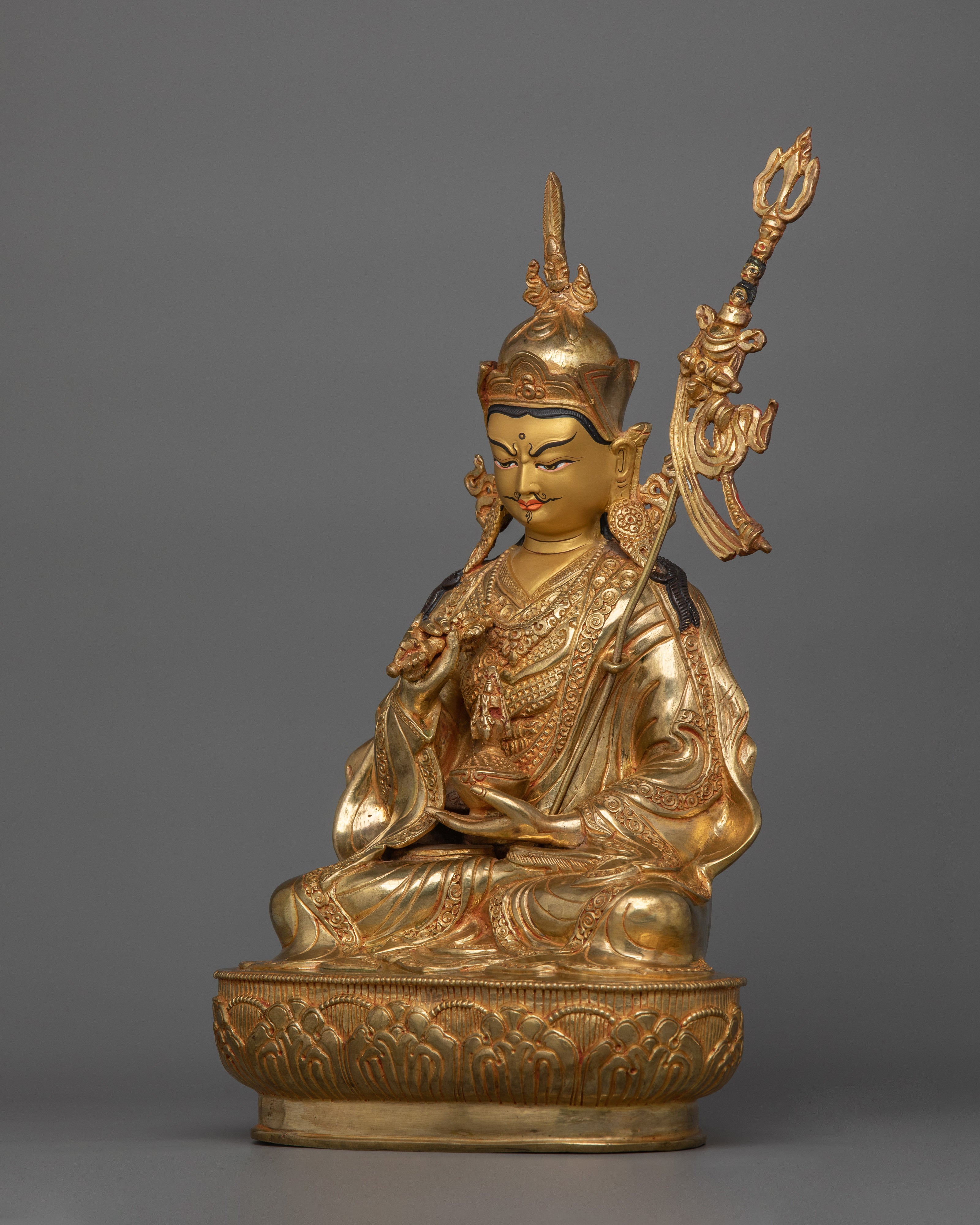 Tibetan Guru Tsyoke Dorje Statue | 24K Gold Gilded Religious Figurine