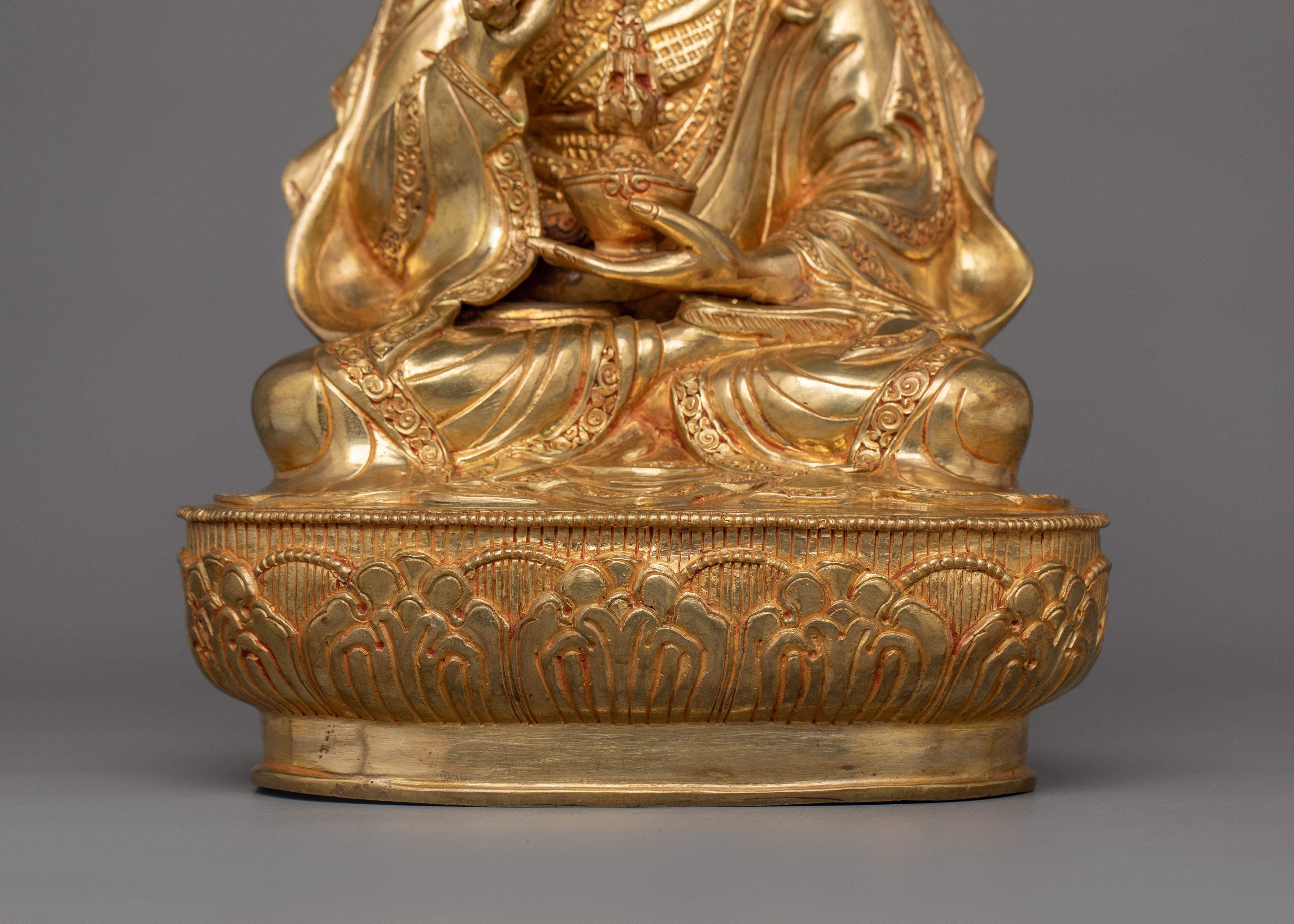 Tibetan Guru Tsyoke Dorje Statue | 24K Gold Gilded Religious Figurine