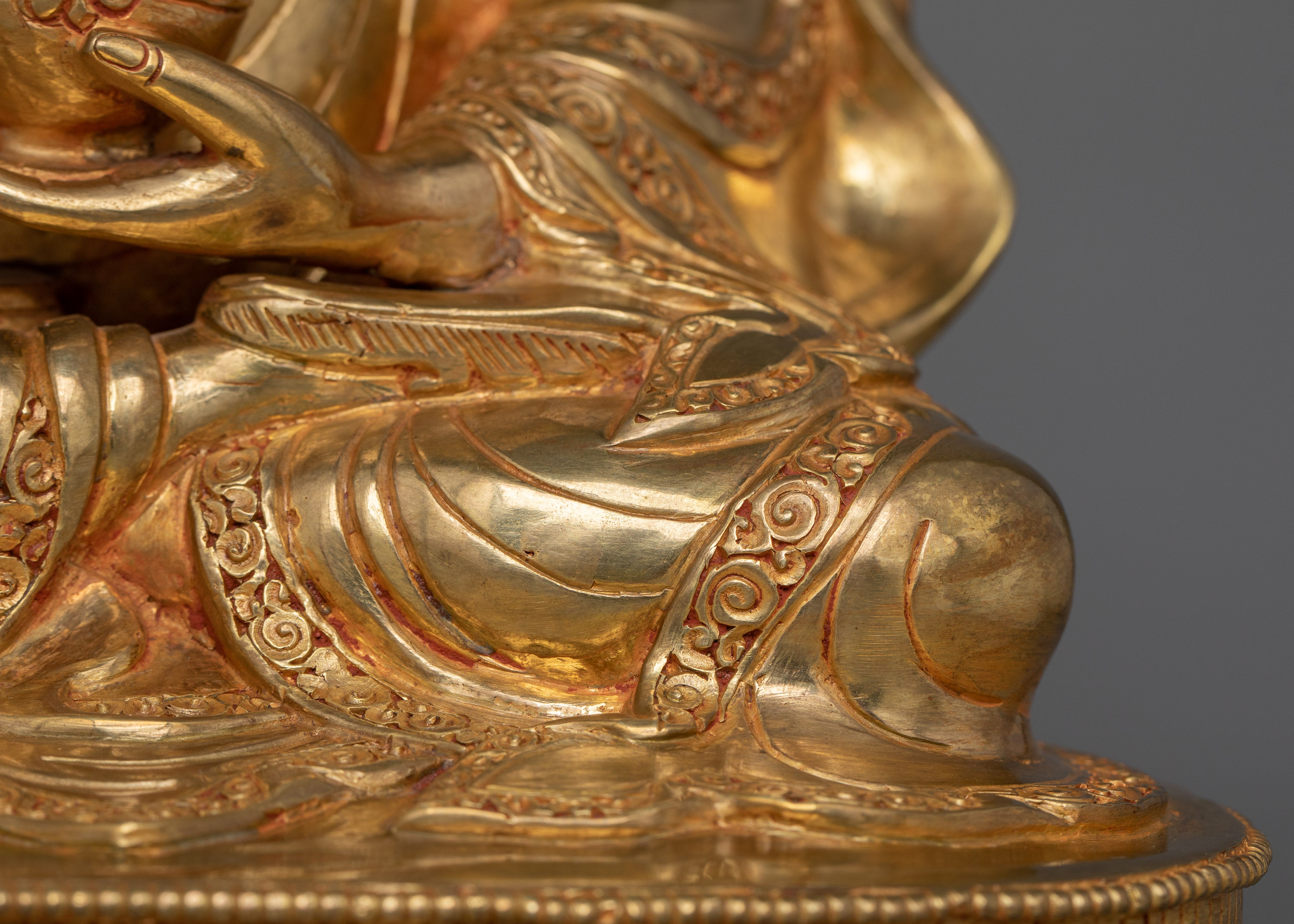 Tibetan Guru Tsyoke Dorje Statue | 24K Gold Gilded Religious Figurine