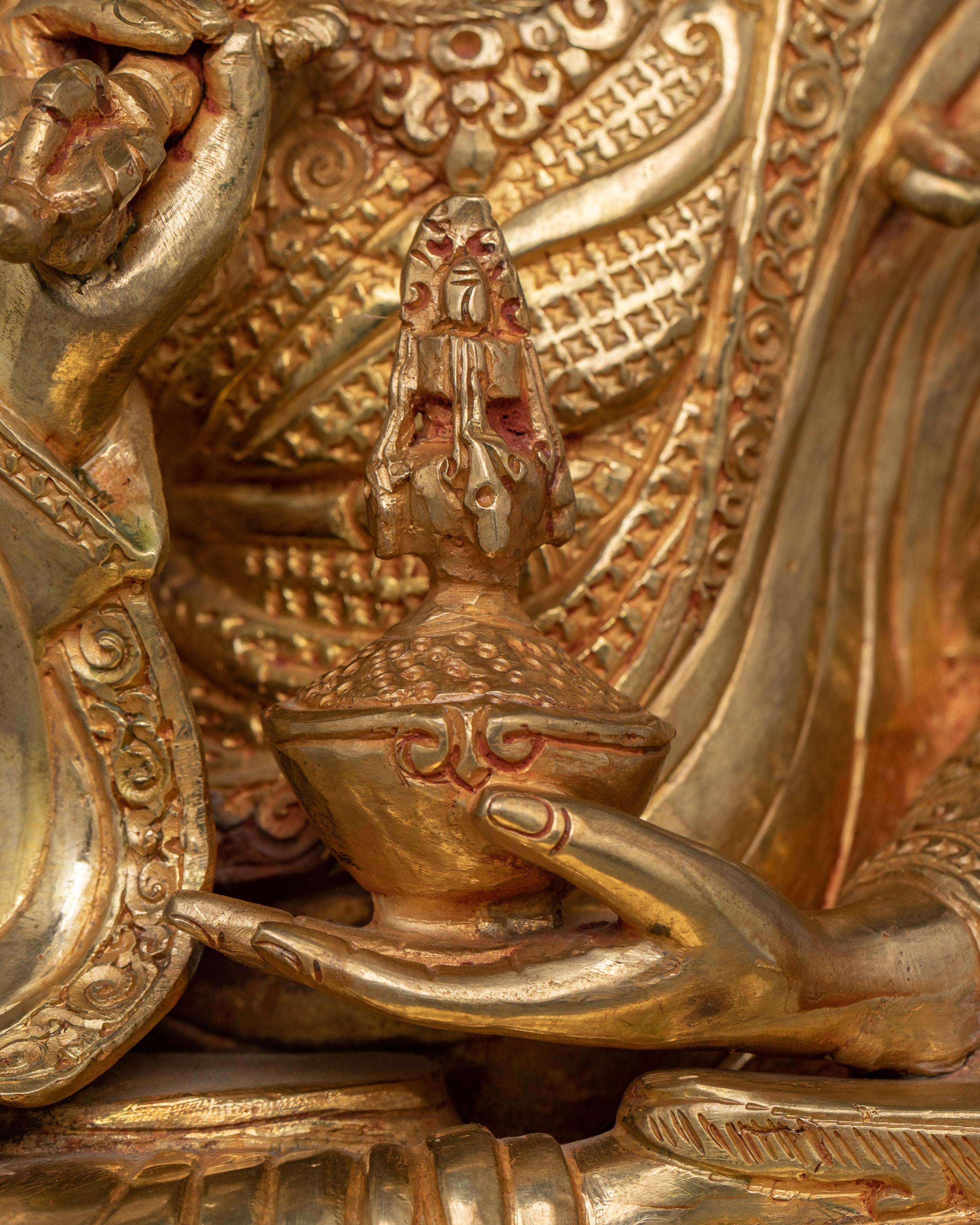 Tibetan Guru Tsyoke Dorje Statue | 24K Gold Gilded Religious Figurine