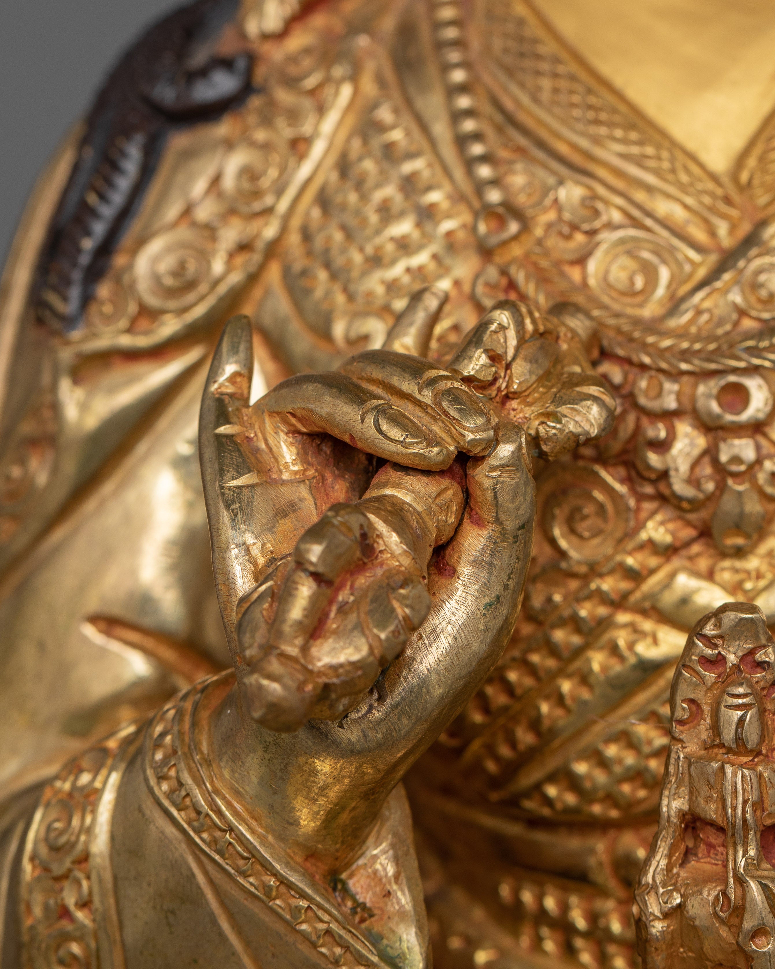 Tibetan Guru Tsyoke Dorje Statue | 24K Gold Gilded Religious Figurine