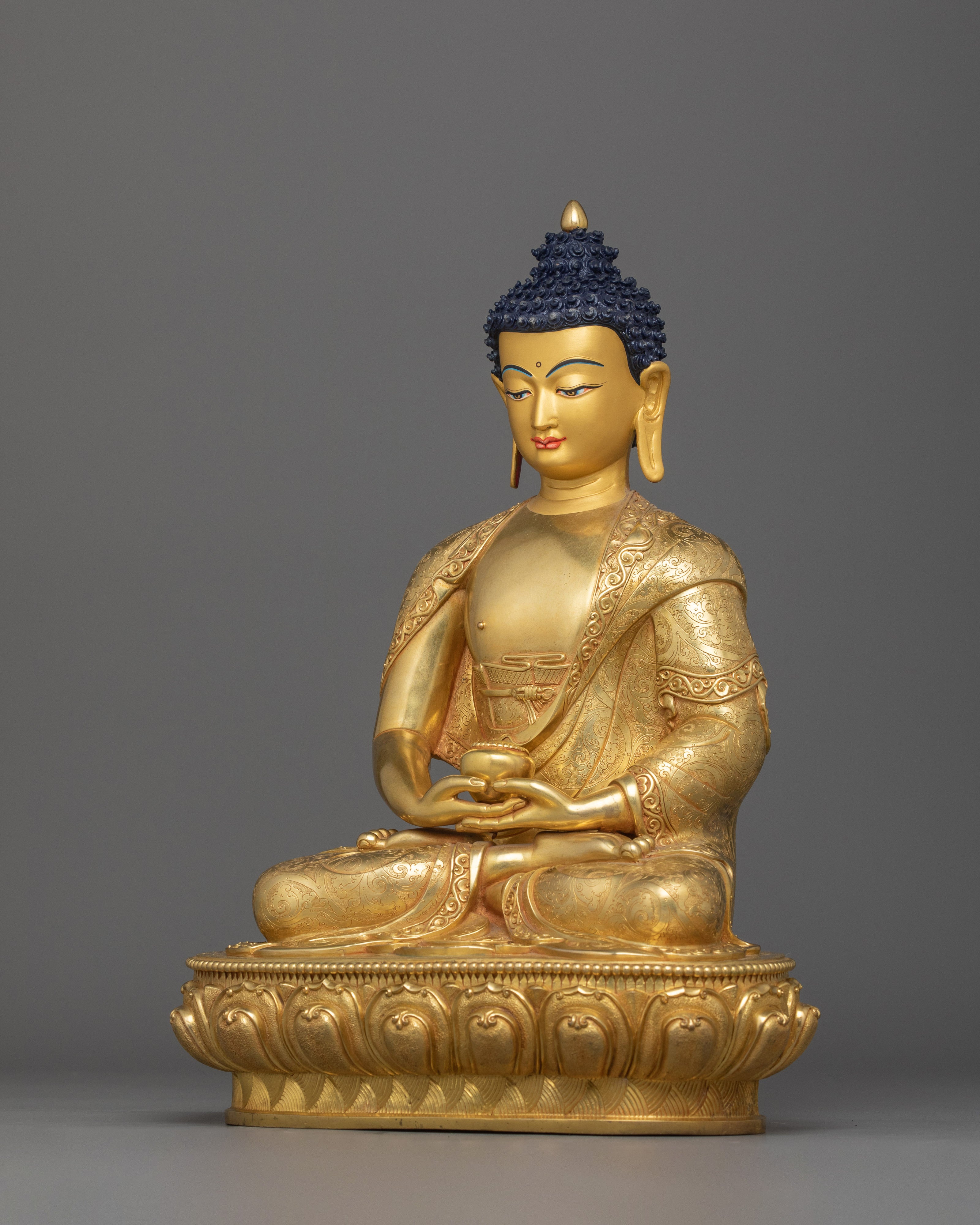 Dhyani Amitabha Buddha for Altar | 24K Gold-Gilded Buddhist Statue