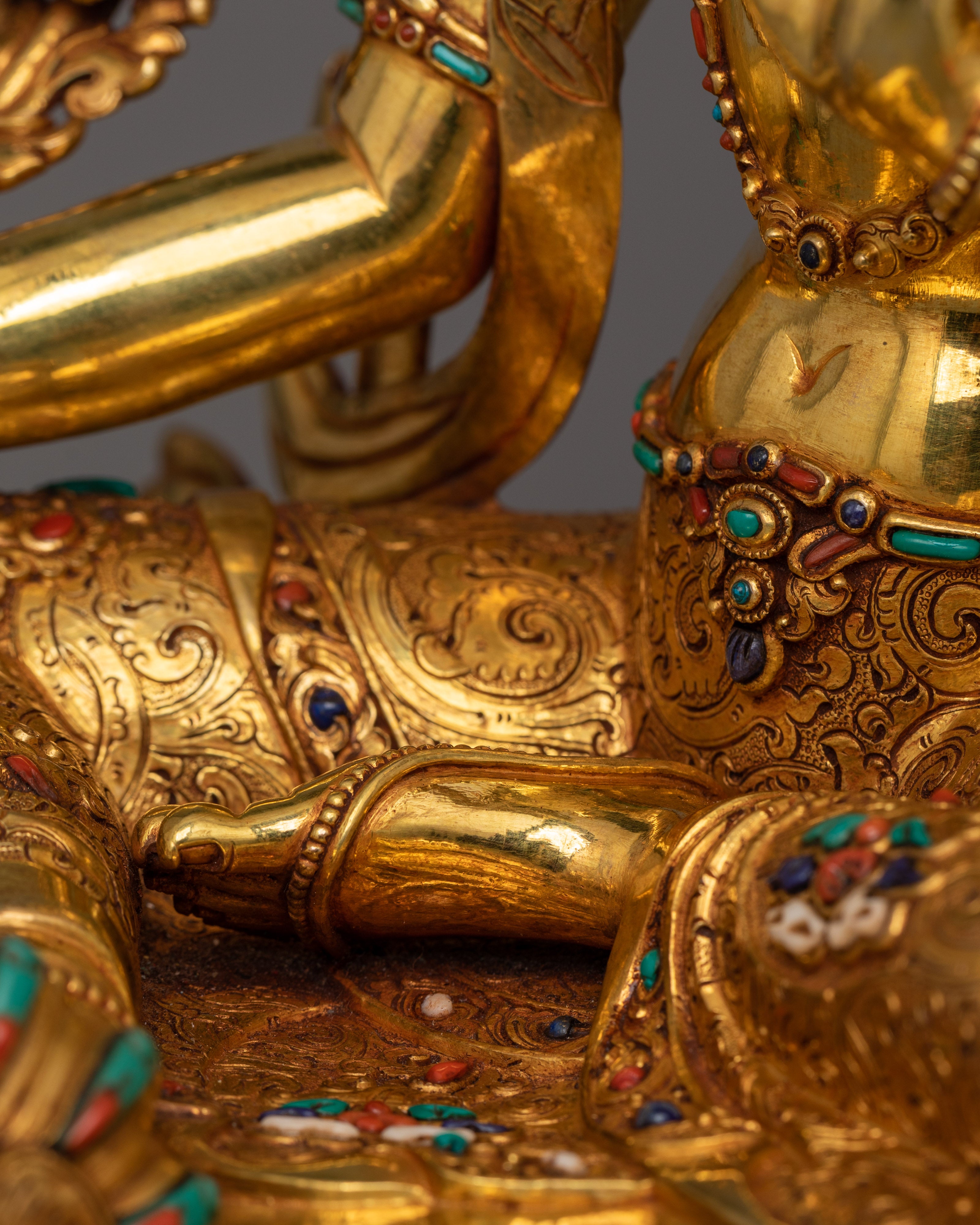 Himalayan Five Bodhisattva Set Figurine | Gold Gilded Buddhist Statue Set