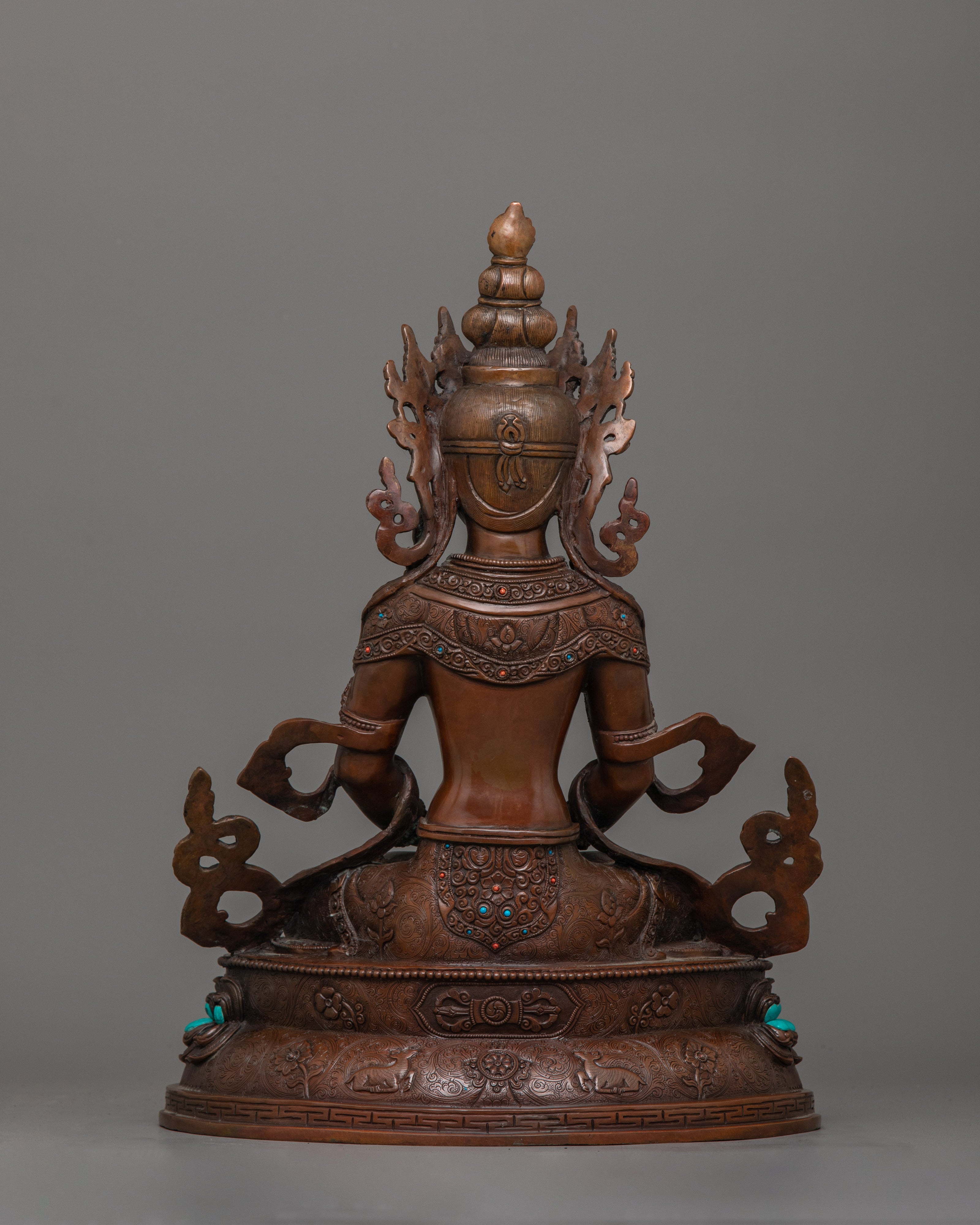 Buddha of Infinite Life Amitayus Statue | Enlightened Deity of Longevity Figurine