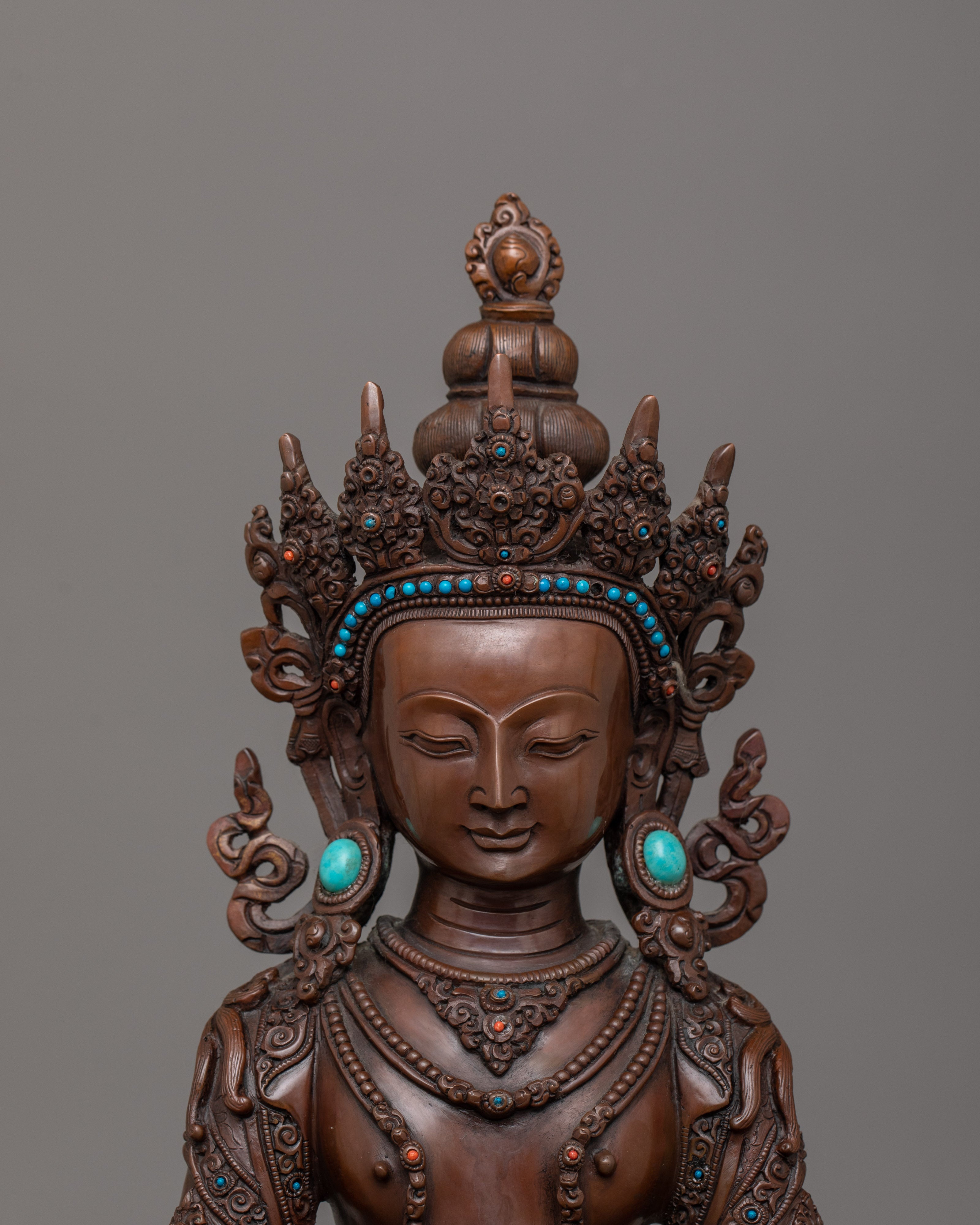 Buddha of Infinite Life Amitayus Statue | Enlightened Deity of Longevity Figurine
