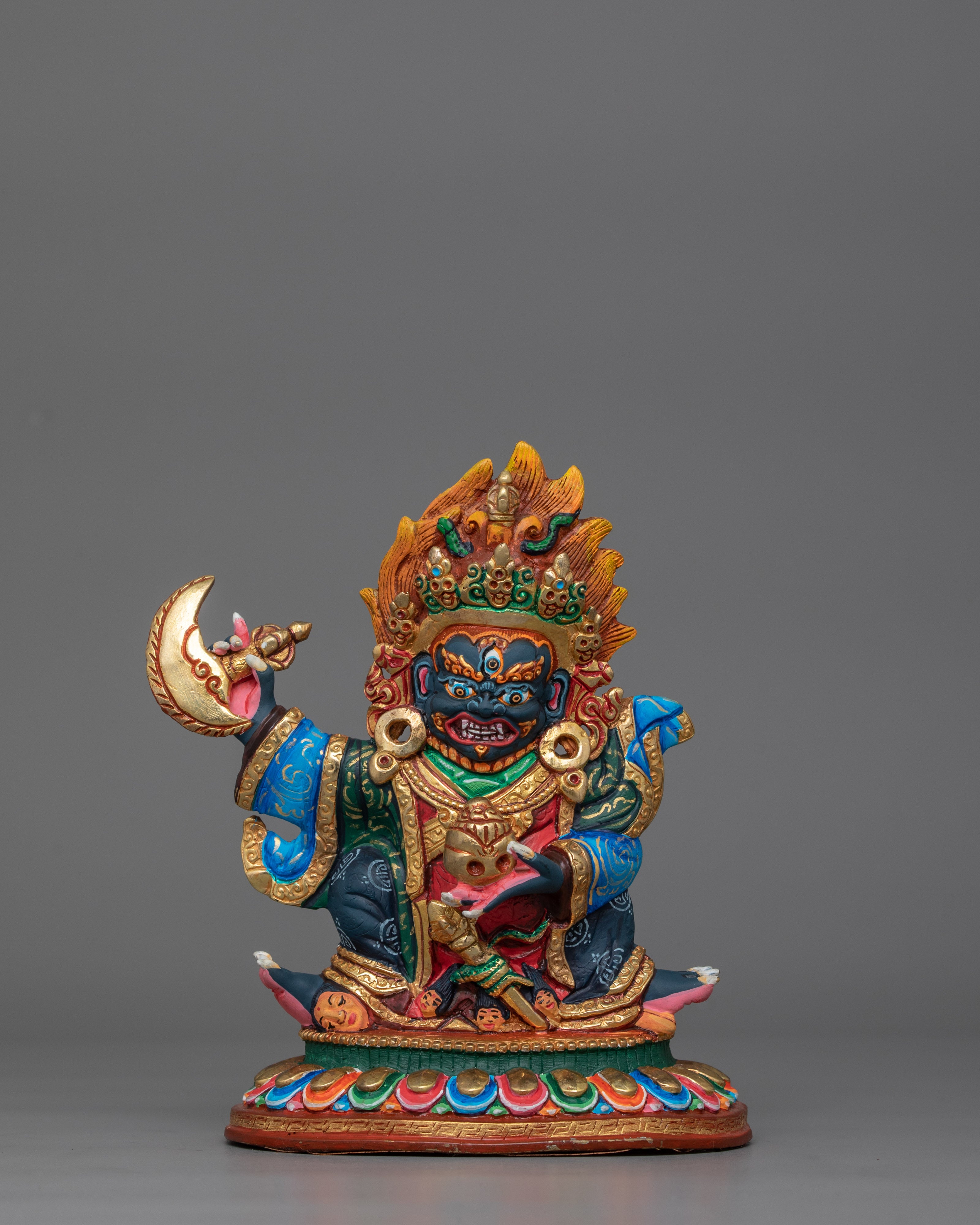 Mahakala Bernagchen Protector Deity Figurine | Tibetan Buddhism Sacred Art