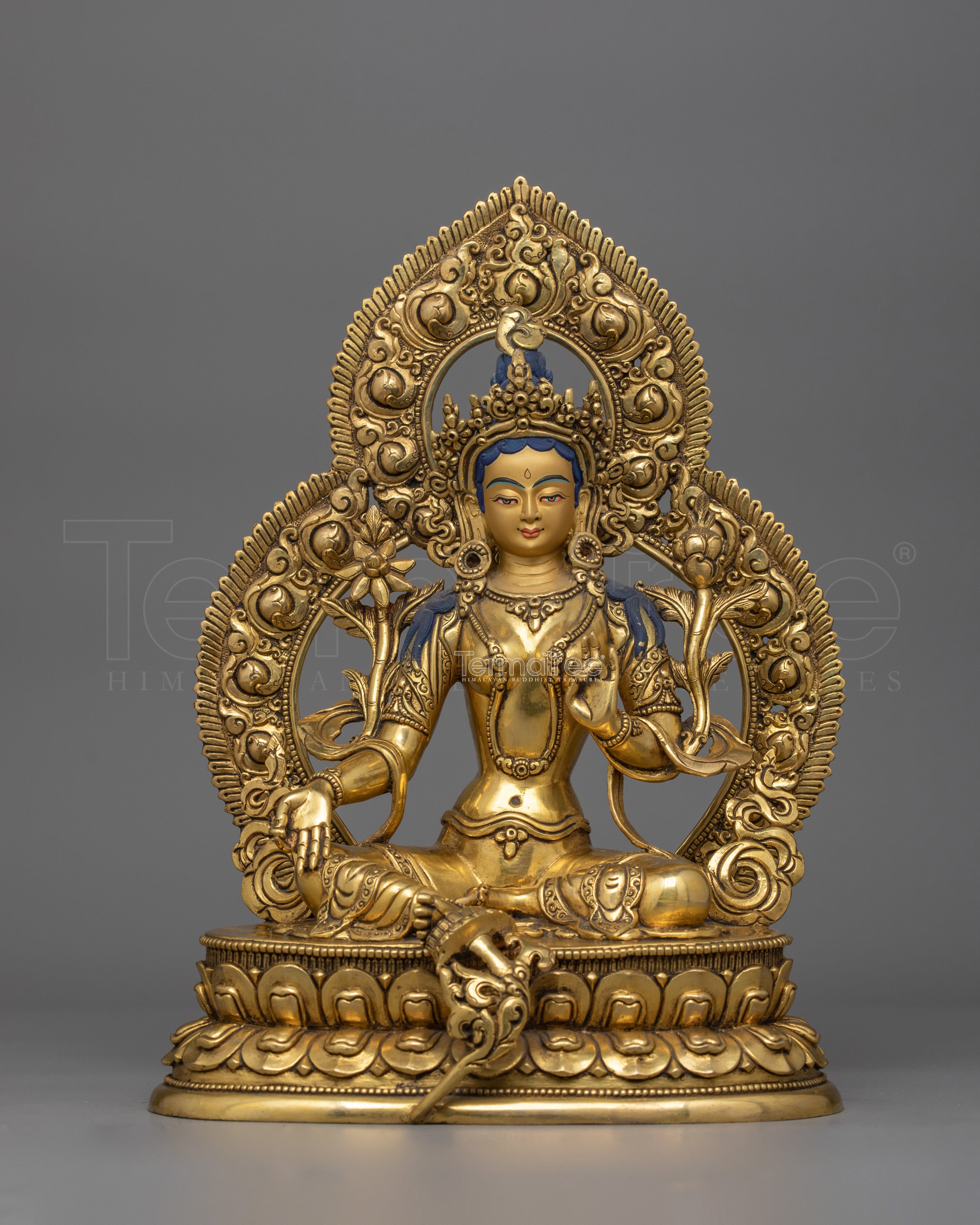 11 Inch Green Tara Buddhist Goddess Statue | Syamatara Goddess of Swift Protection