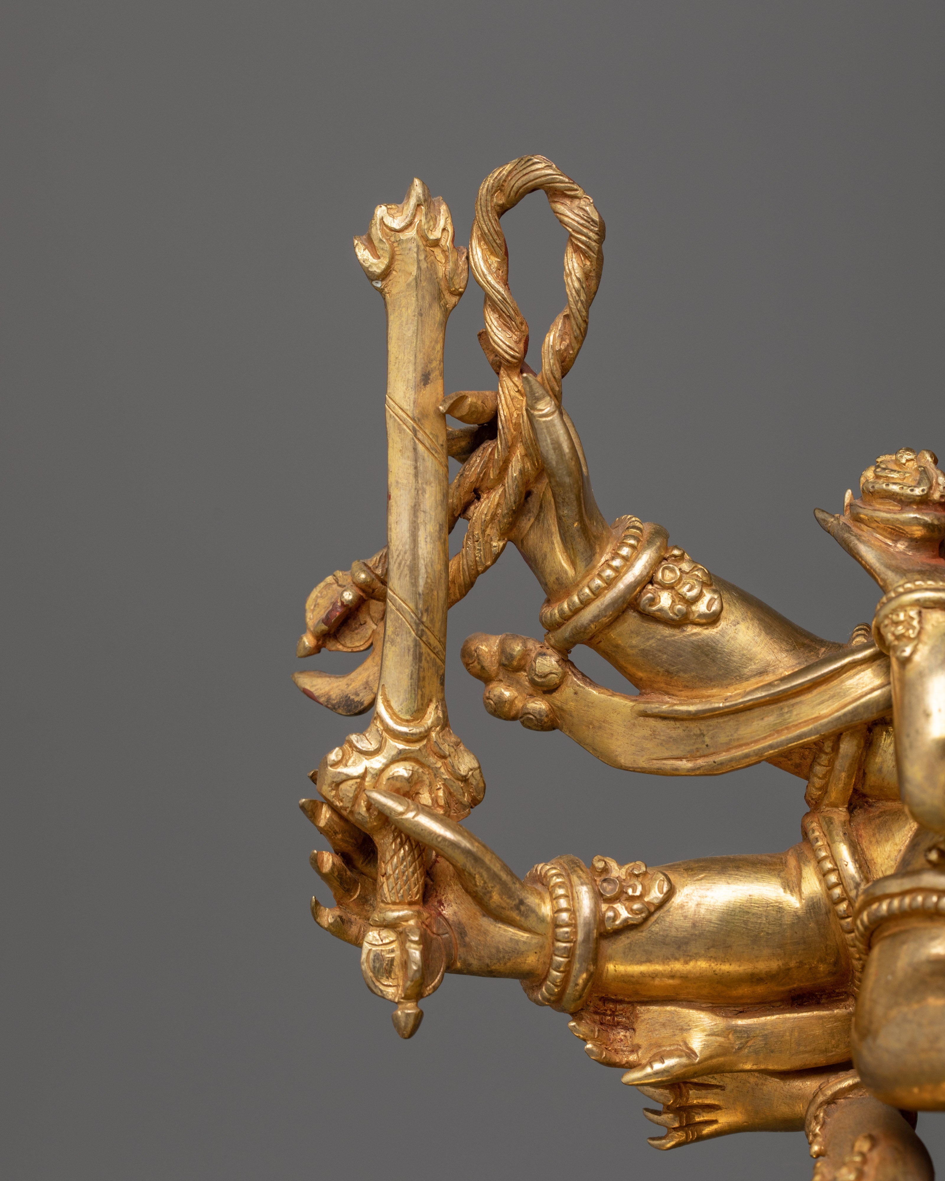 24K Gold Gilded Hayagriva Sculpture | Handcrafted Wrathful Protector Figurine