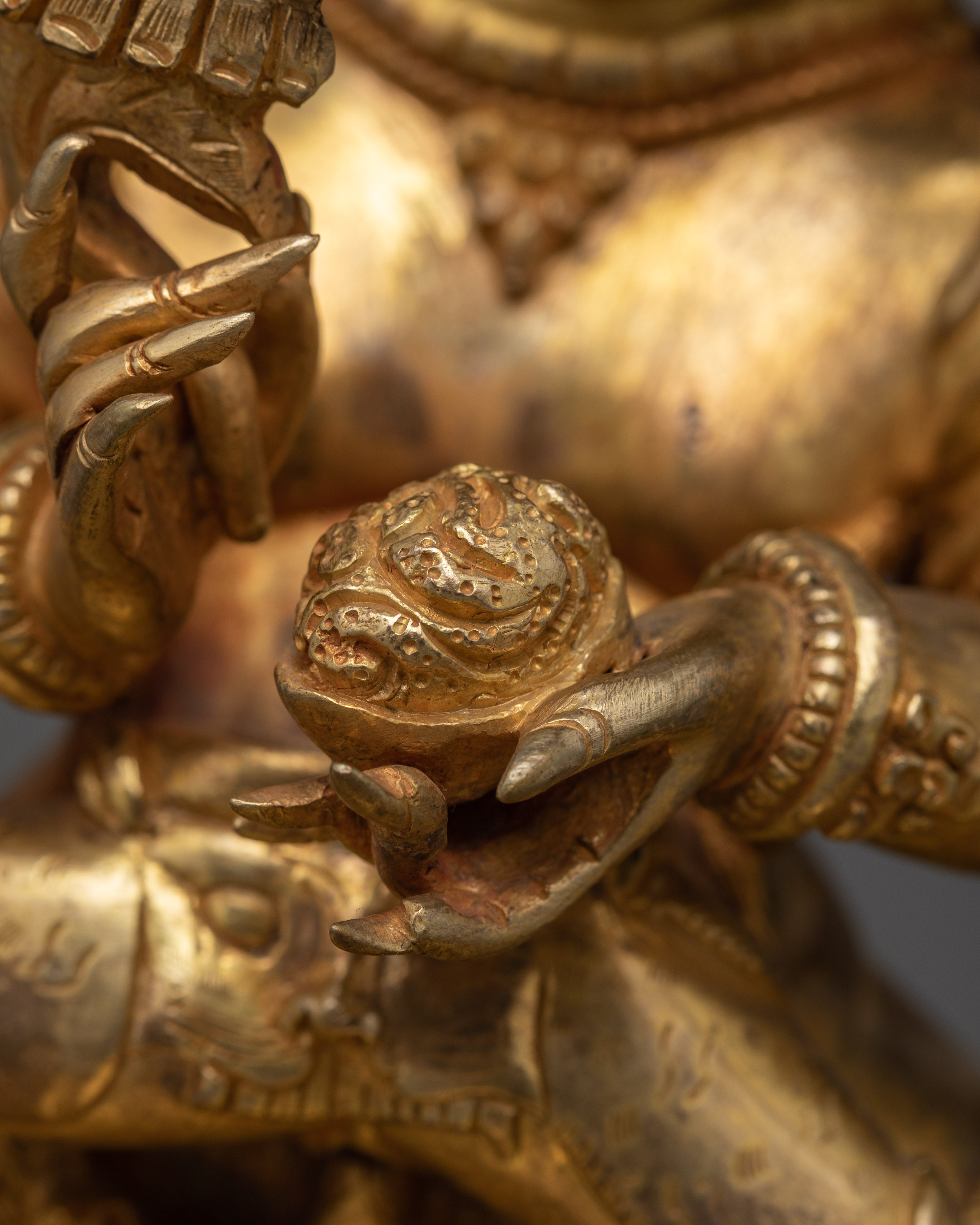 24K Gold Gilded Hayagriva Sculpture | Handcrafted Wrathful Protector Figurine