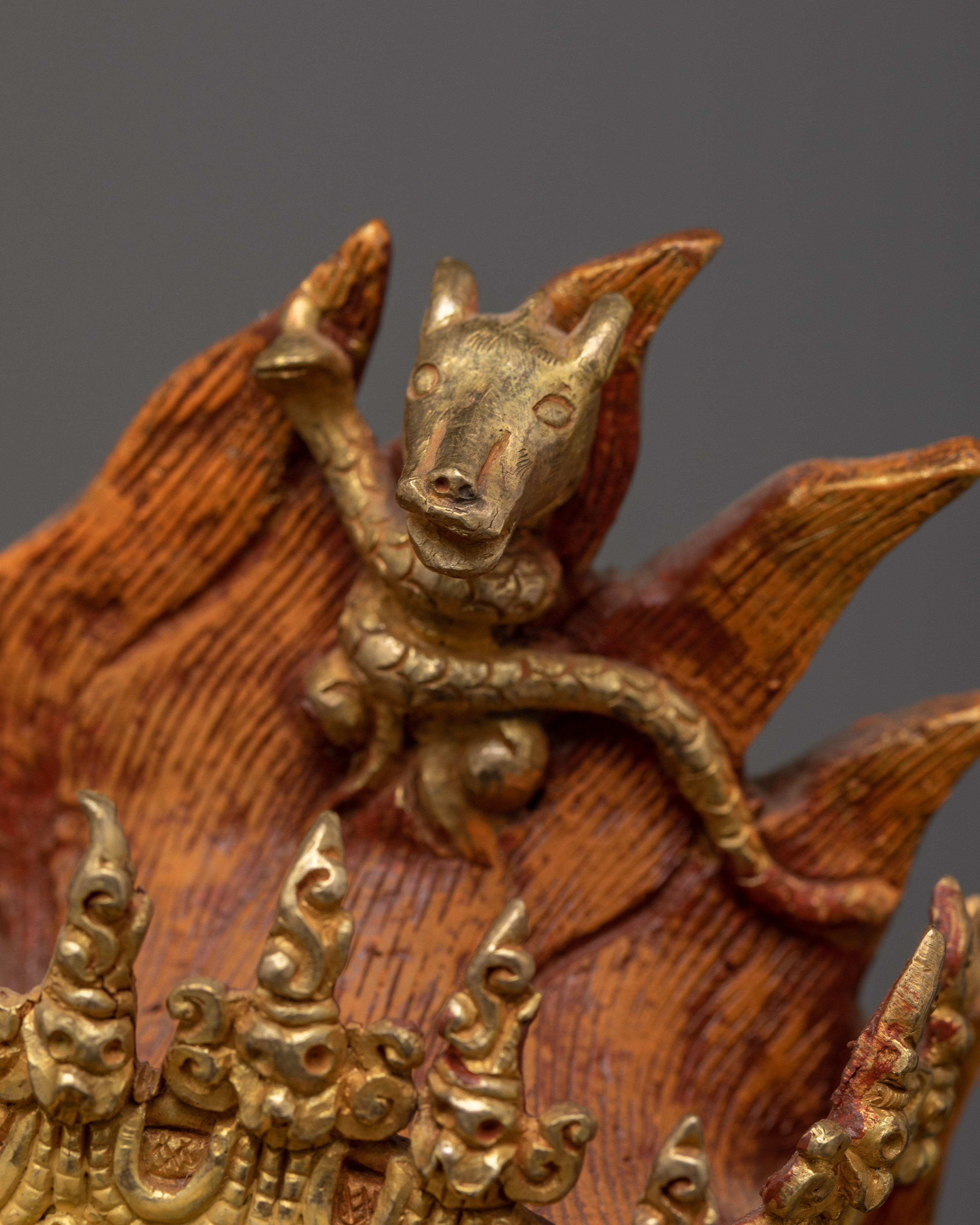 24K Gold Gilded Hayagriva Sculpture | Handcrafted Wrathful Protector Figurine