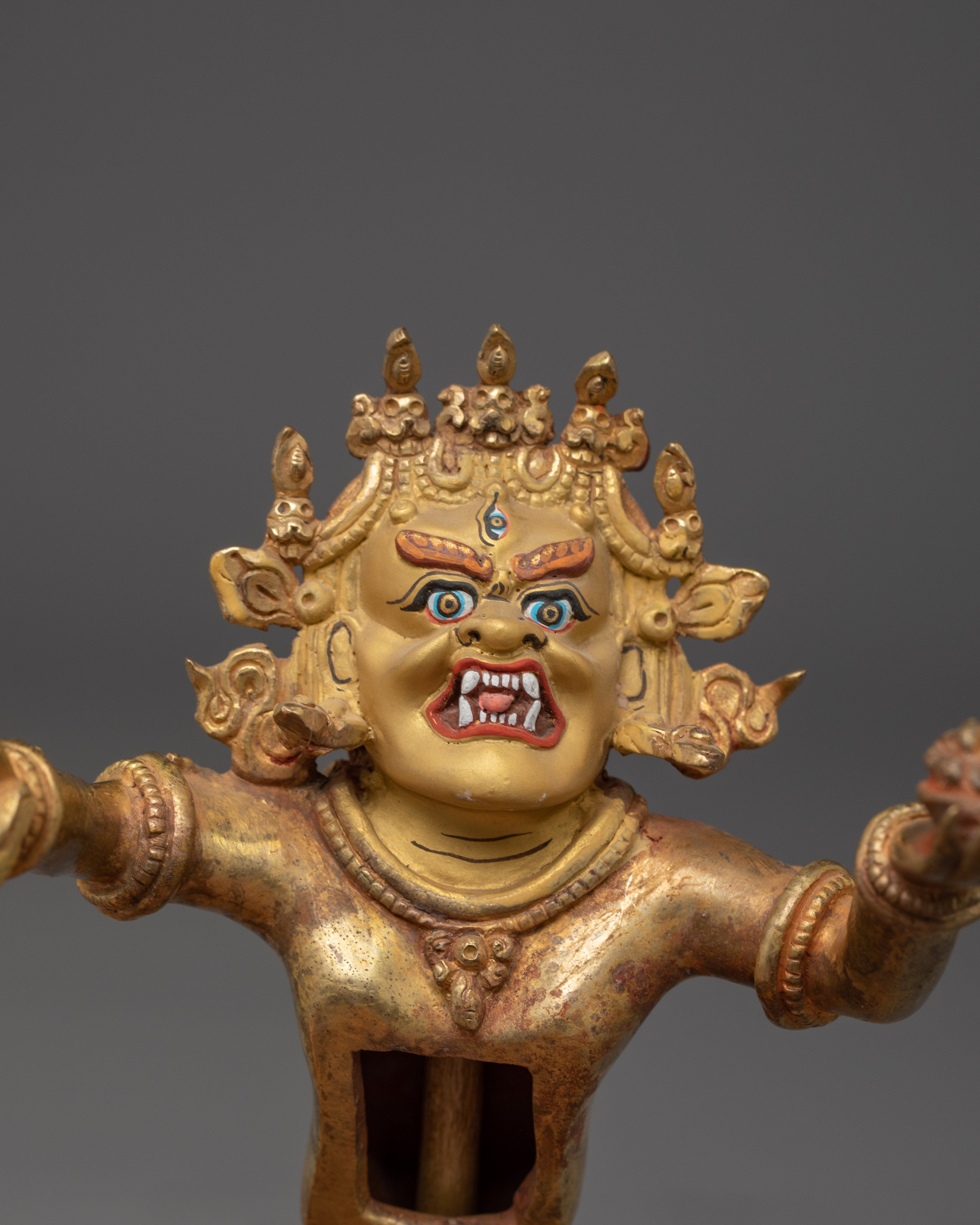 24K Gold Gilded Hayagriva Sculpture | Handcrafted Wrathful Protector Figurine