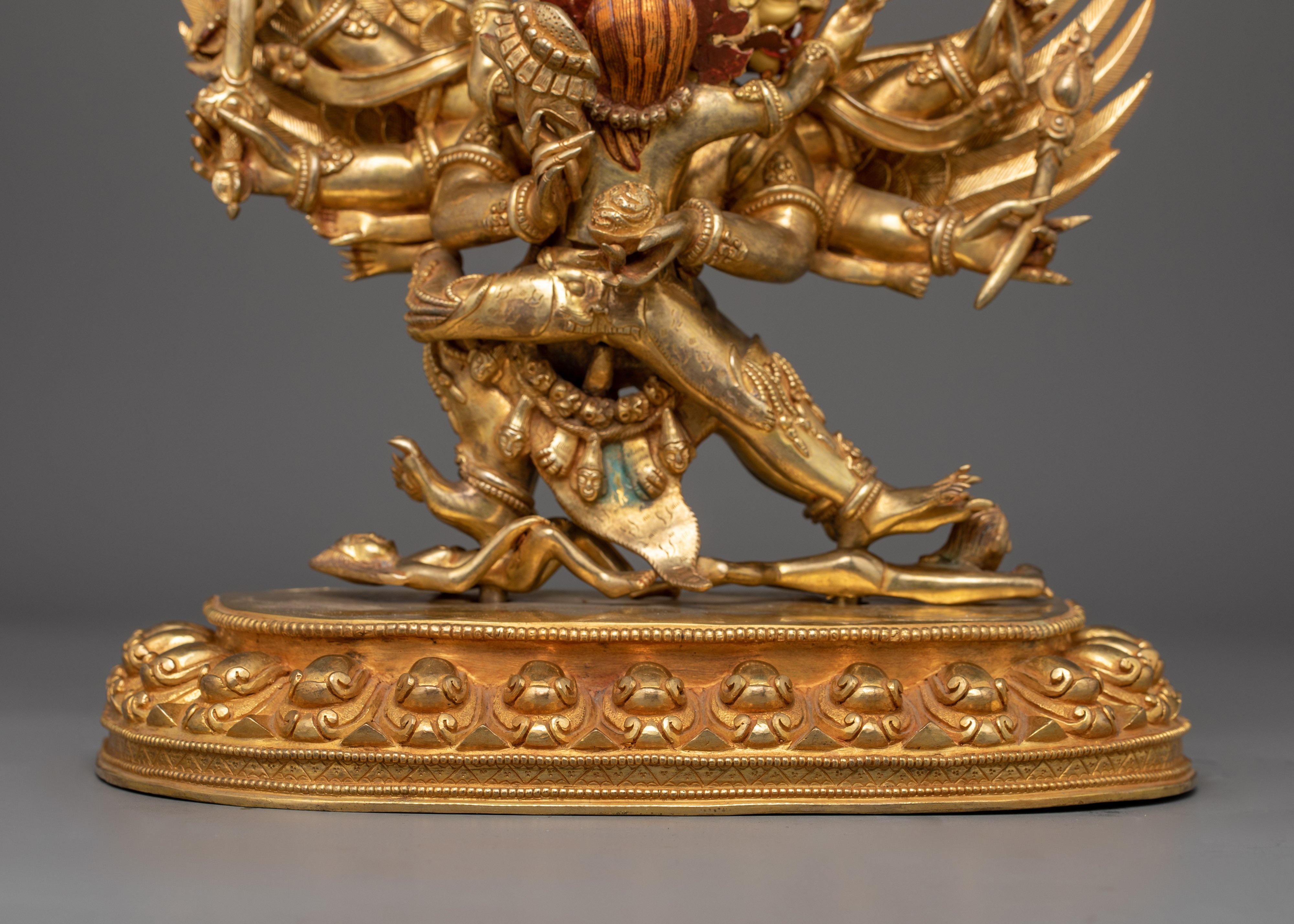 24K Gold Gilded Hayagriva Sculpture | Handcrafted Wrathful Protector Figurine
