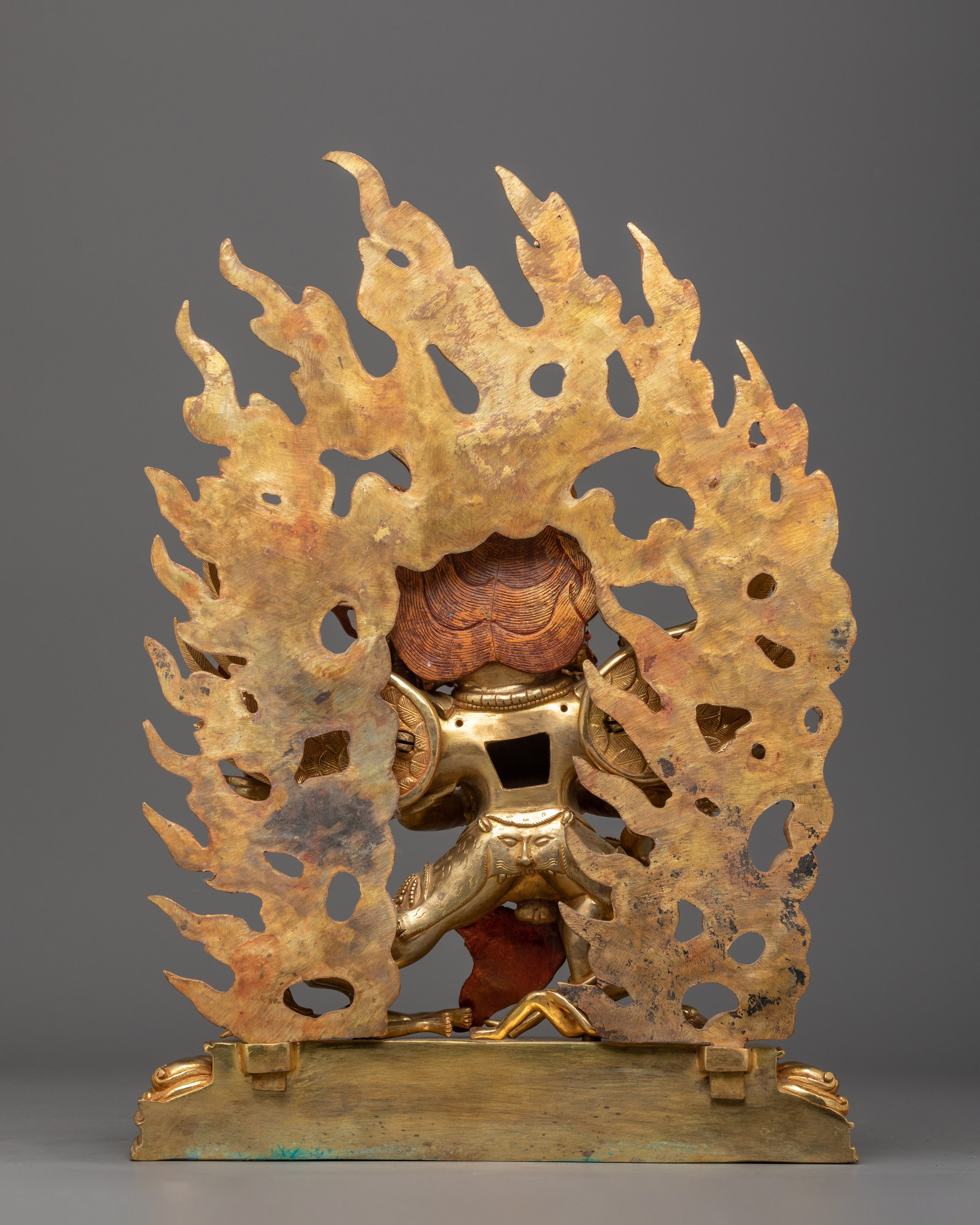 24K Gold Gilded Hayagriva Sculpture | Handcrafted Wrathful Protector Figurine