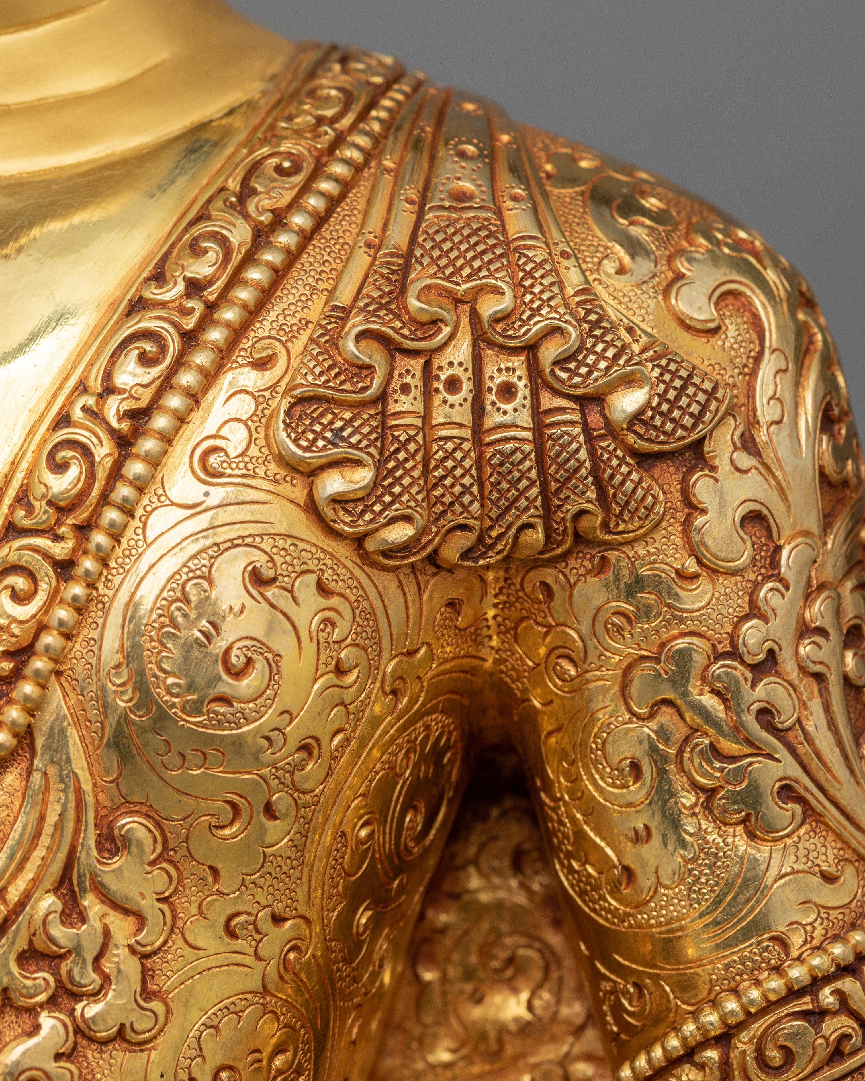 15.7 Inch Shakyamuni Buddha Statue | Handmade 24k Gold Gilded The Enlightened Sage