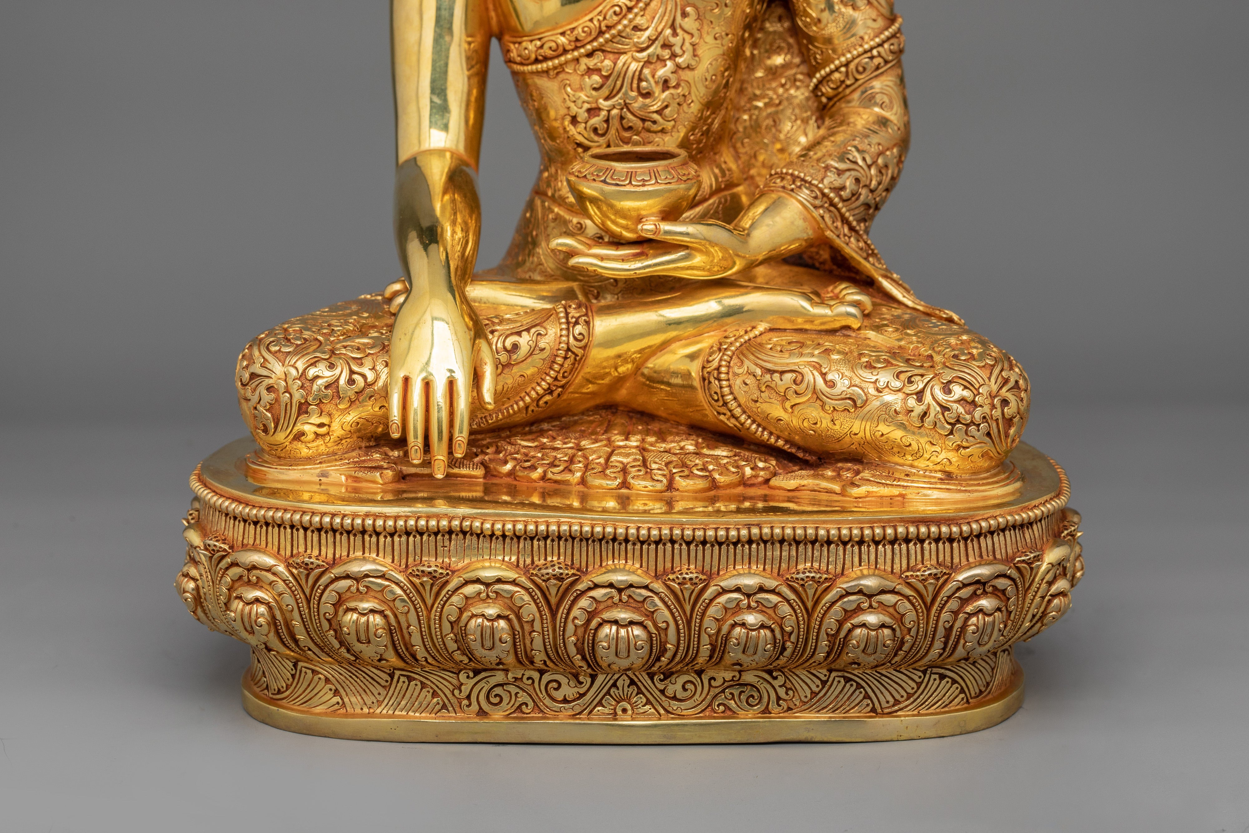 15.7 Inch Shakyamuni Buddha Statue | Handmade 24k Gold Gilded The Enlightened Sage