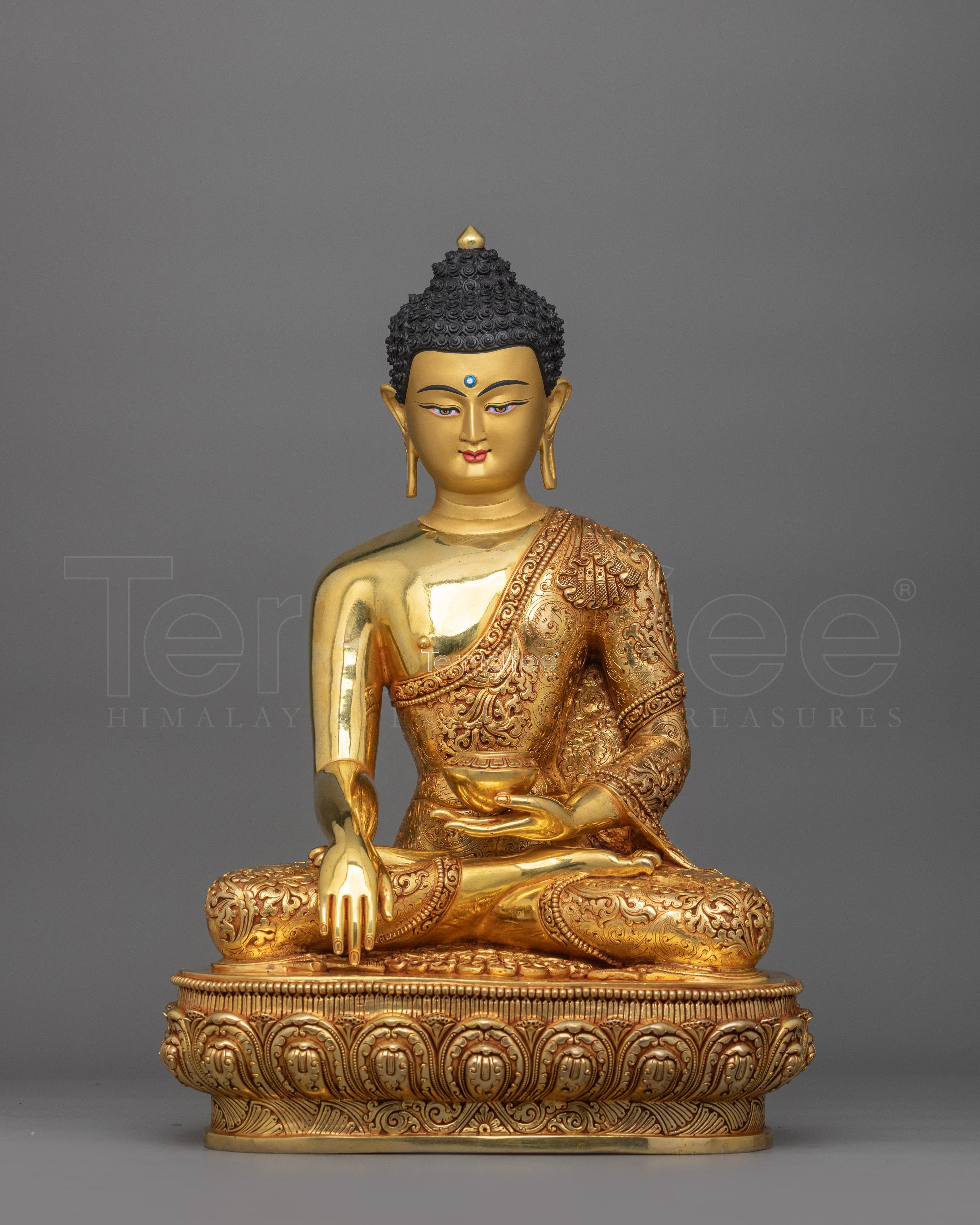 15.7 Inch Shakyamuni Buddha Statue | Handmade 24k Gold Gilded The Enlightened Sage