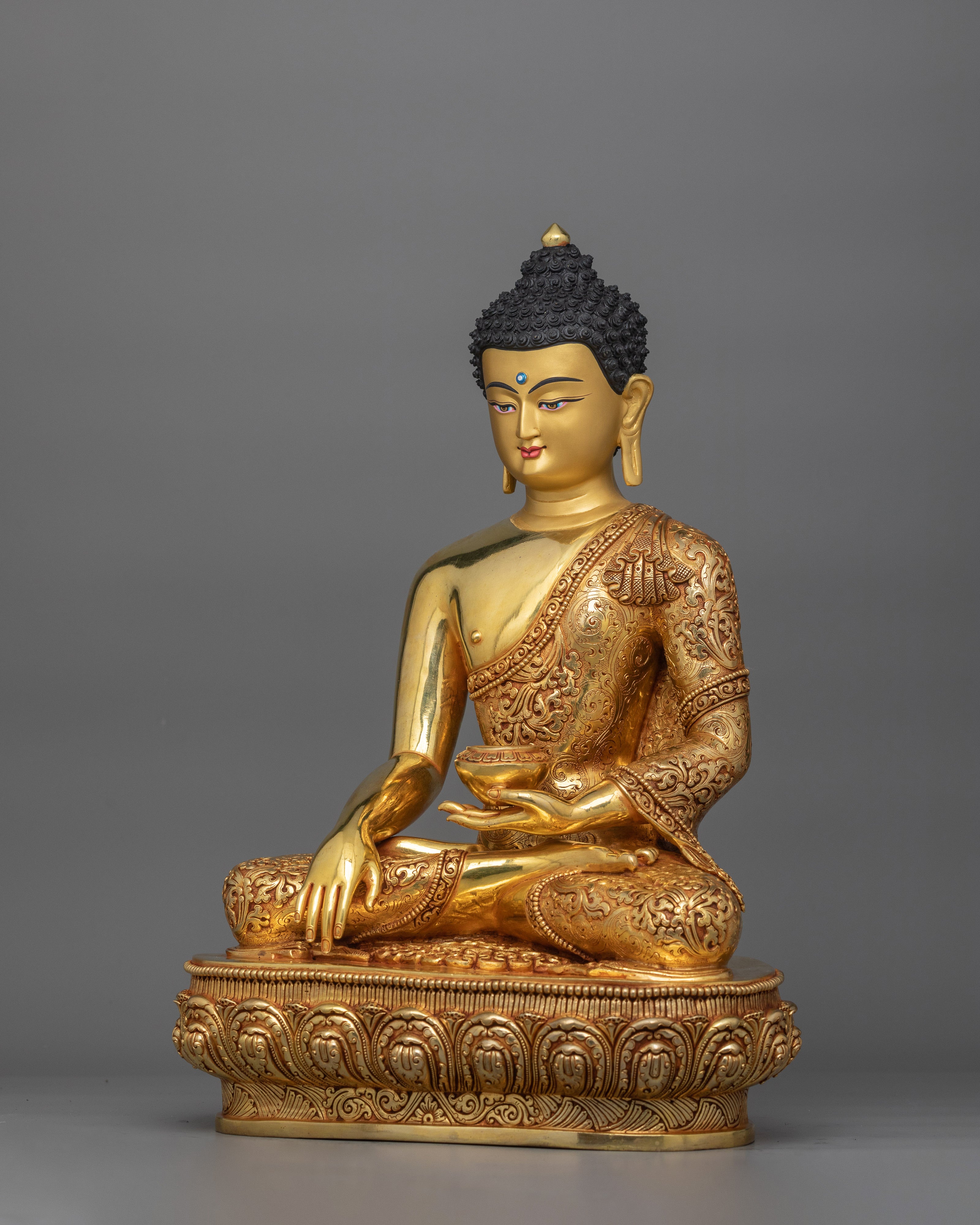15.7 Inch Shakyamuni Buddha Statue | Handmade 24k Gold Gilded The Enlightened Sage