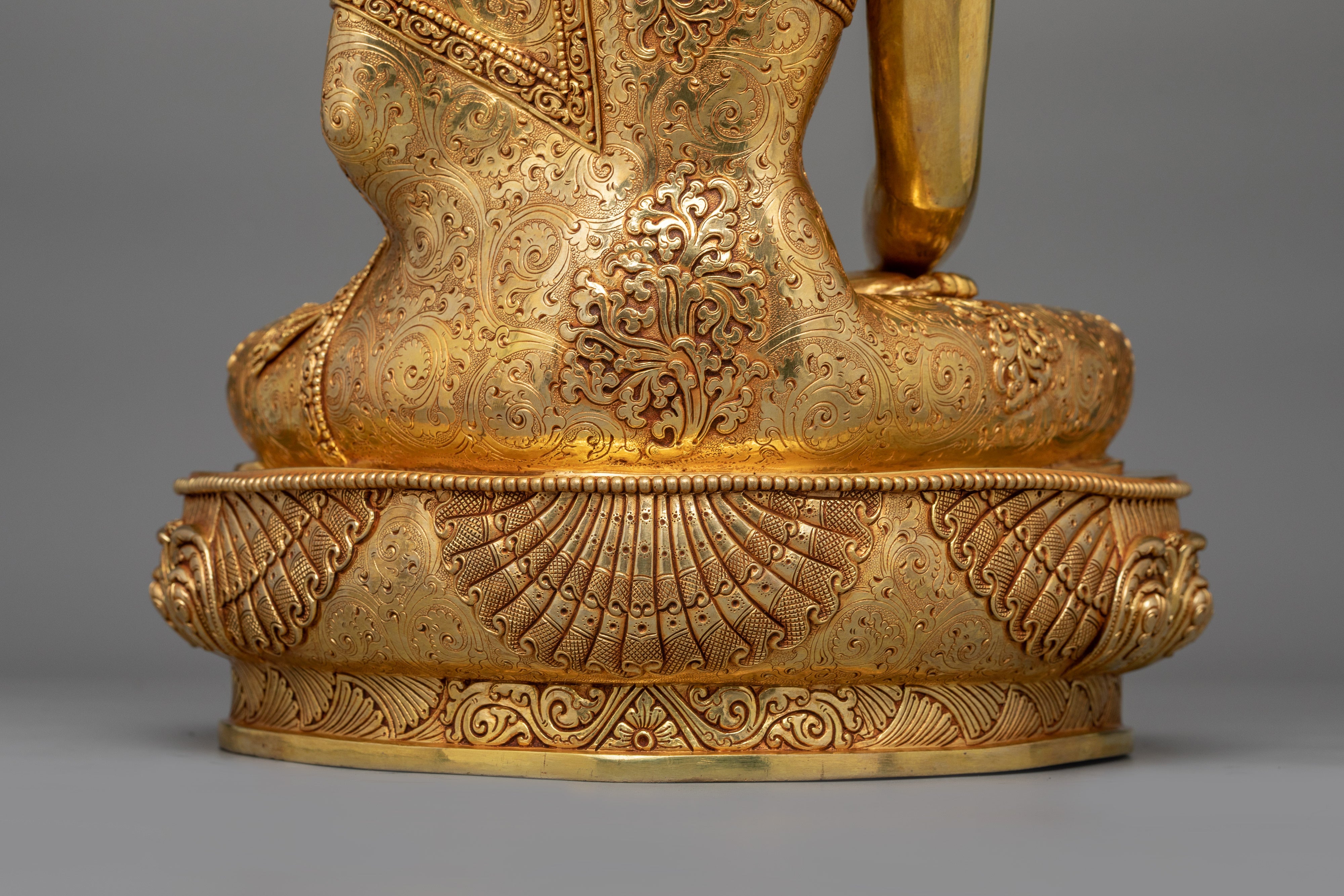 15.7 Inch Shakyamuni Buddha Statue | Handmade 24k Gold Gilded The Enlightened Sage