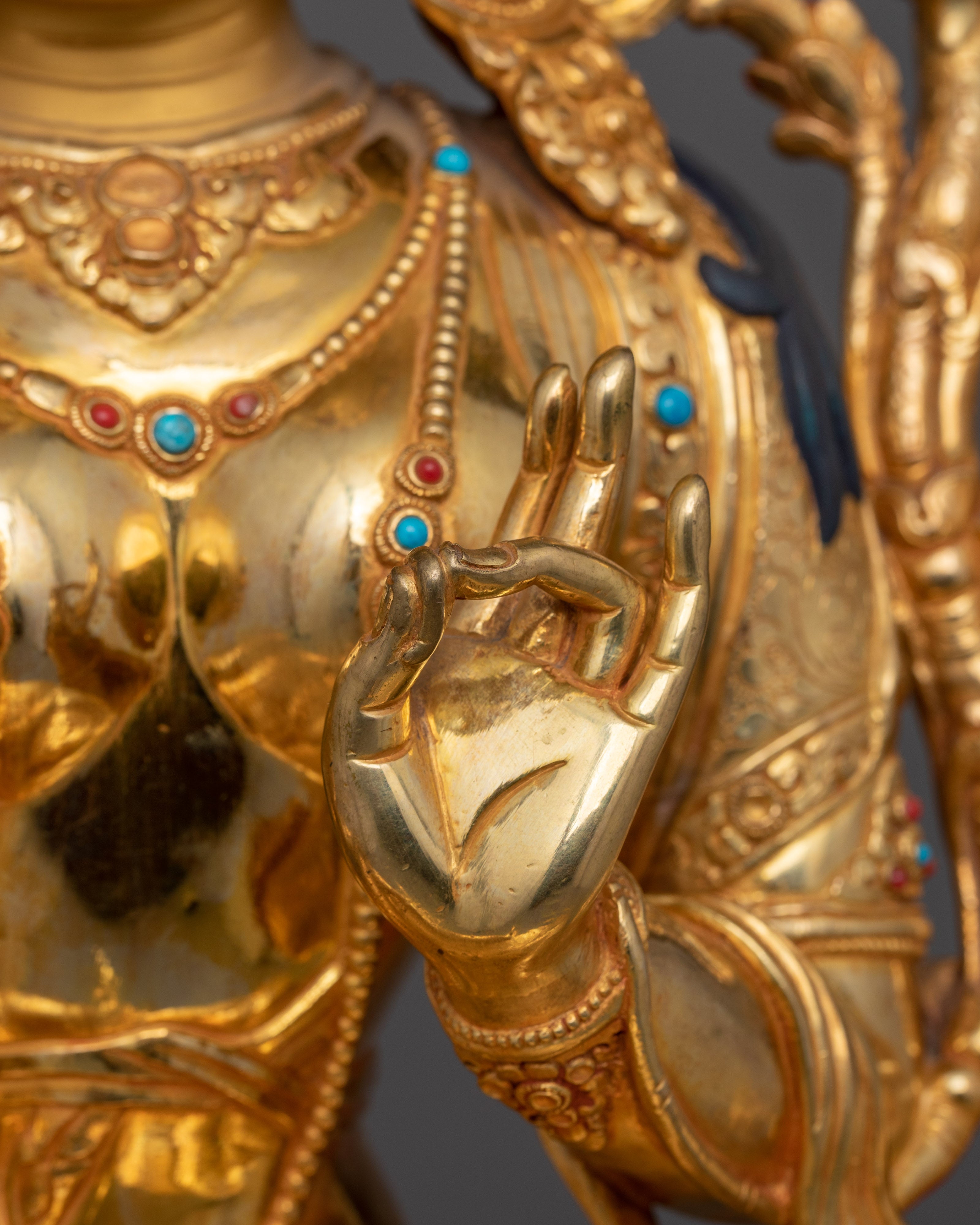 24K Gold Gilded Syamatara Statue | Goddess Green Tara Statue