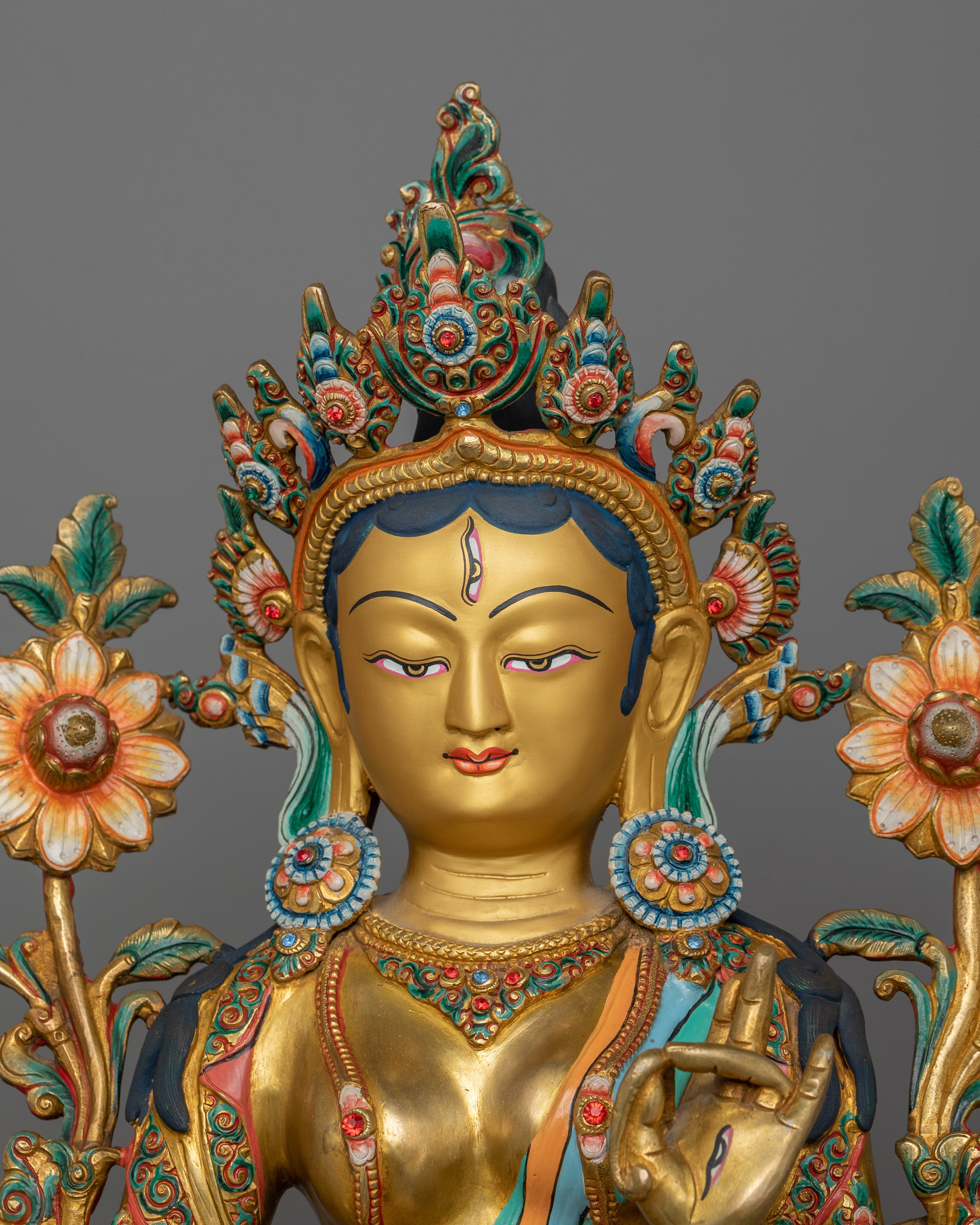Seven Eyes Deity White Tara Statue | Mother of all Buddhas