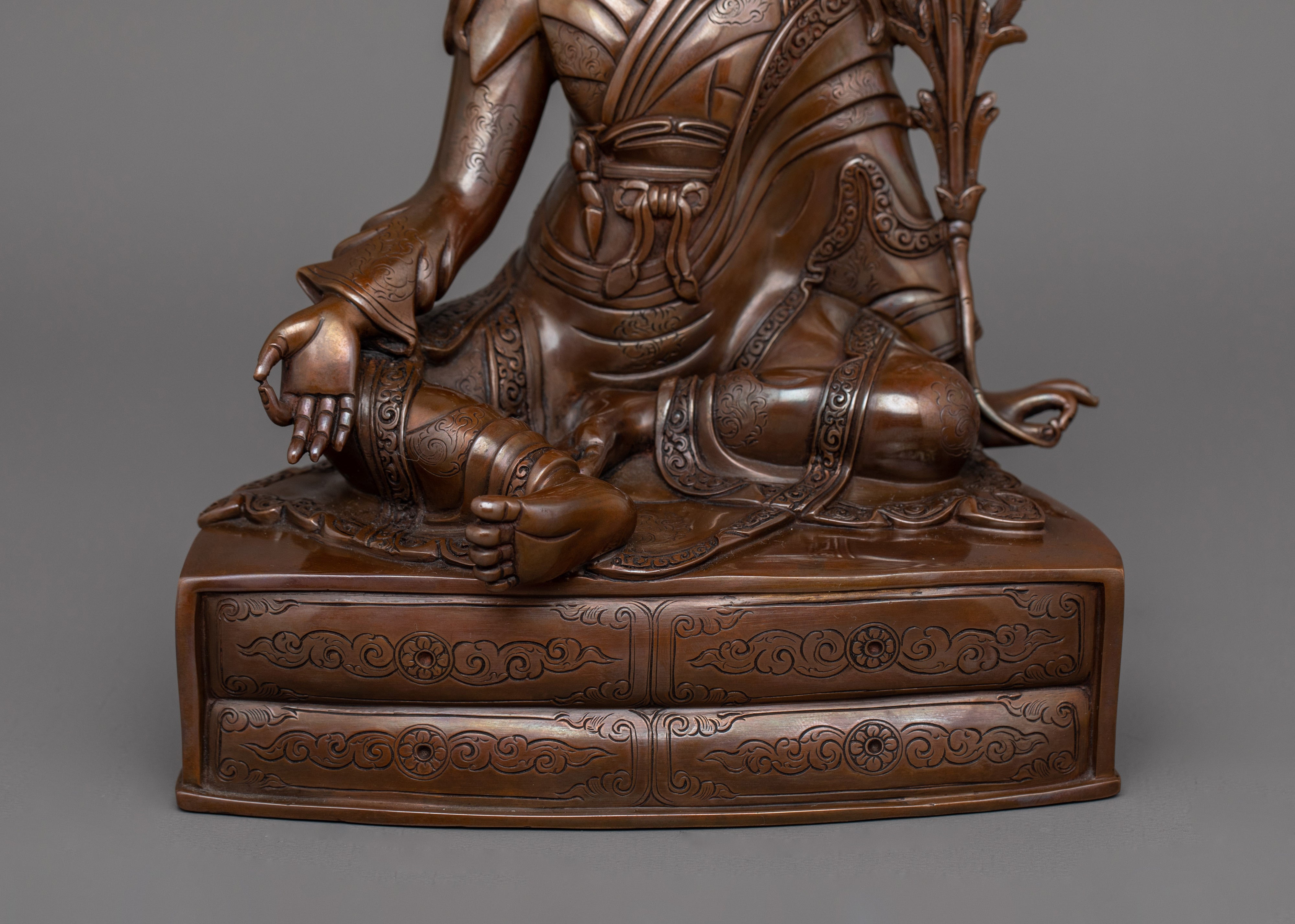 Tibetan Master Yeshe Lama Jigme Lingpa Sculpture | Oxidized Copper Buddhist Figurine