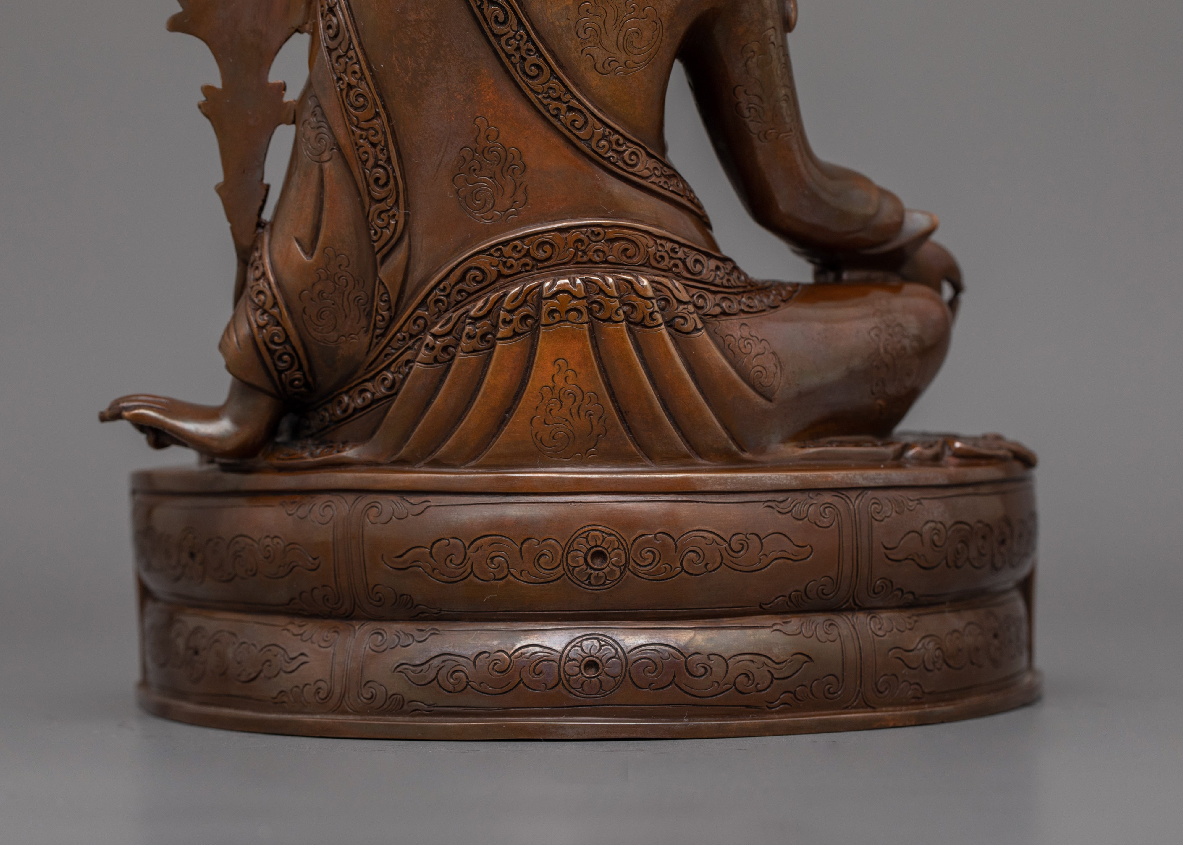 Tibetan Master Yeshe Lama Jigme Lingpa Sculpture | Oxidized Copper Buddhist Figurine