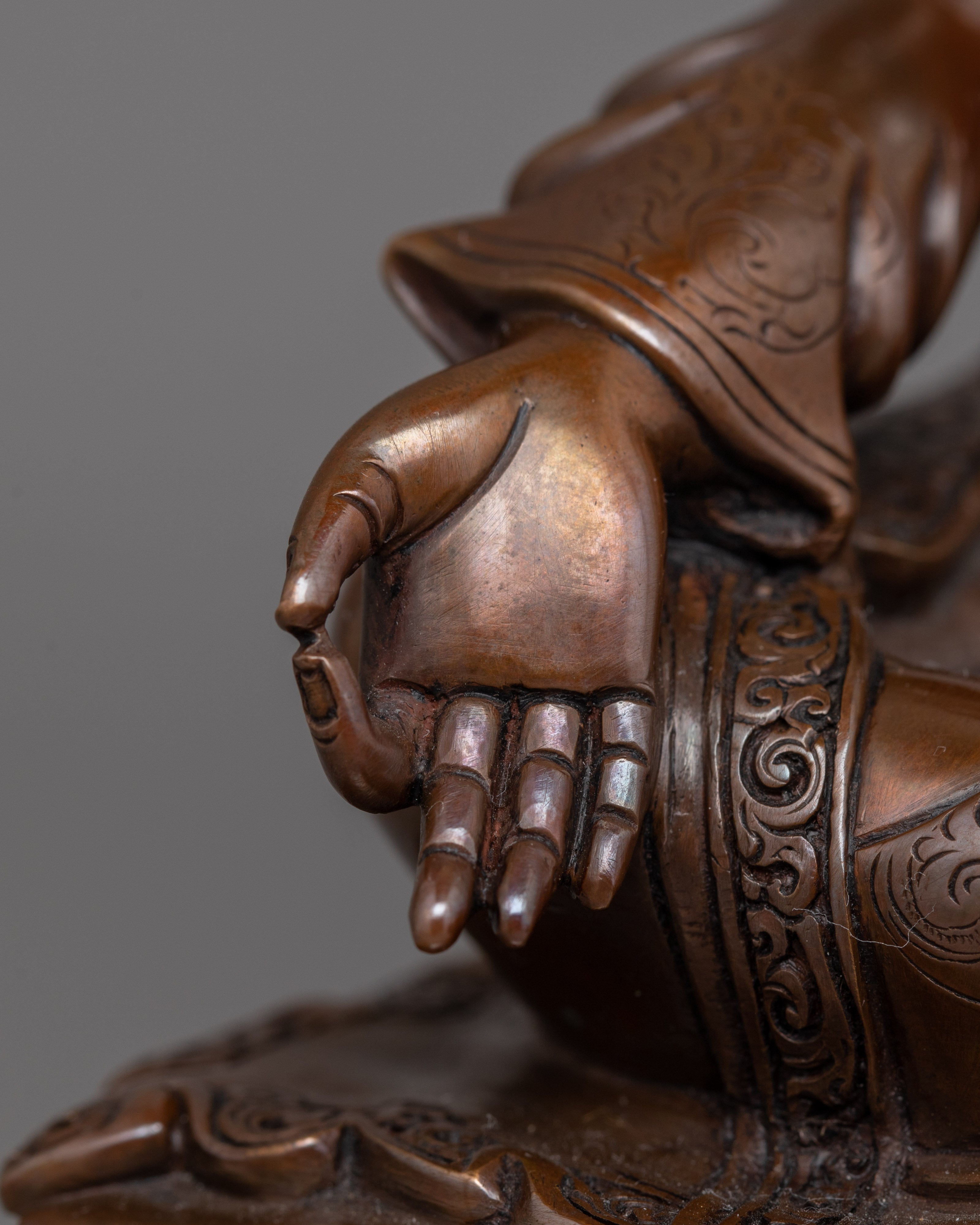 Tibetan Master Yeshe Lama Jigme Lingpa Sculpture | Oxidized Copper Buddhist Figurine