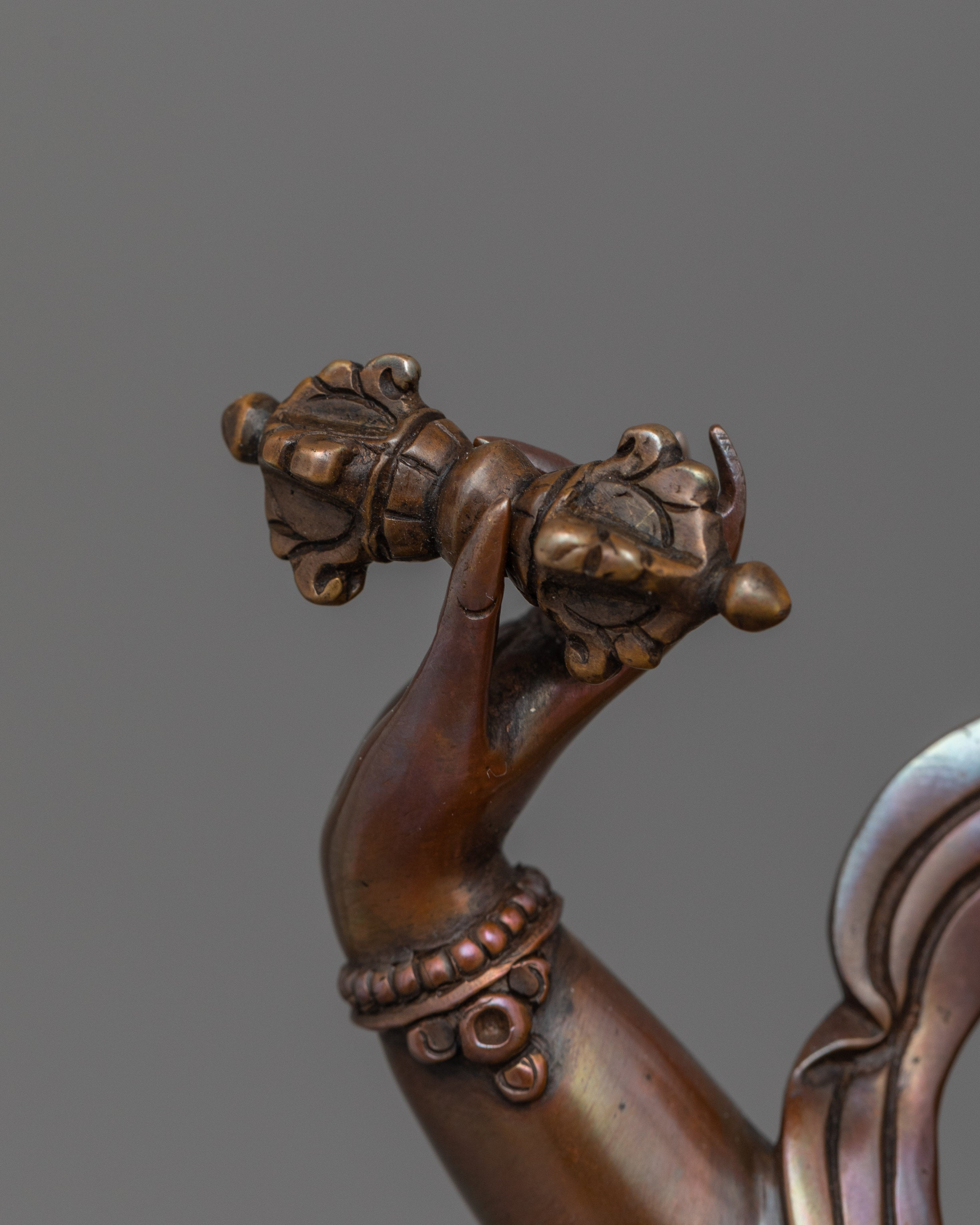 Vajrapani Handcrafted Oxidized Copper Sculpture | Symbol of Protection and Strength