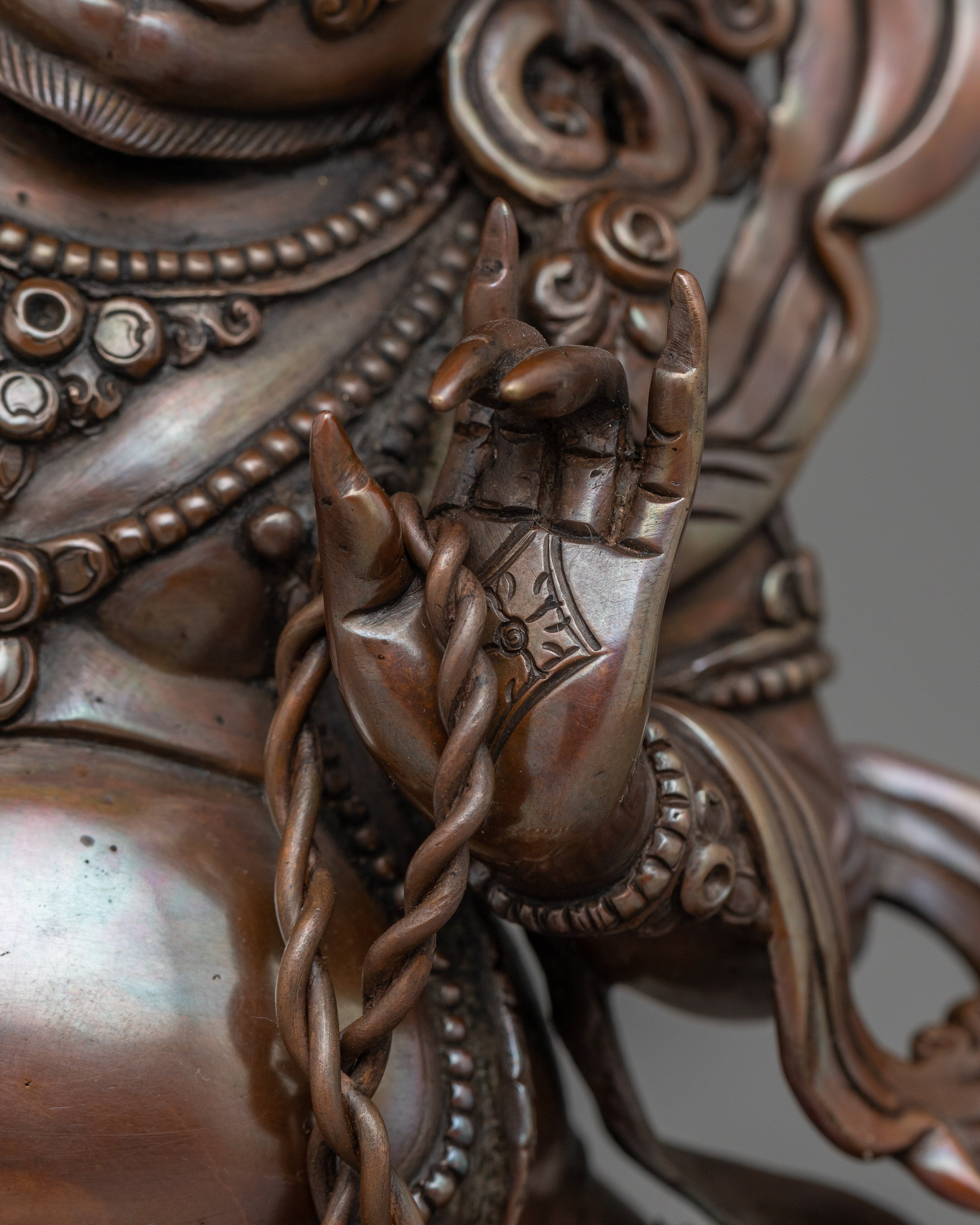 Vajrapani Handcrafted Oxidized Copper Sculpture | Symbol of Protection and Strength
