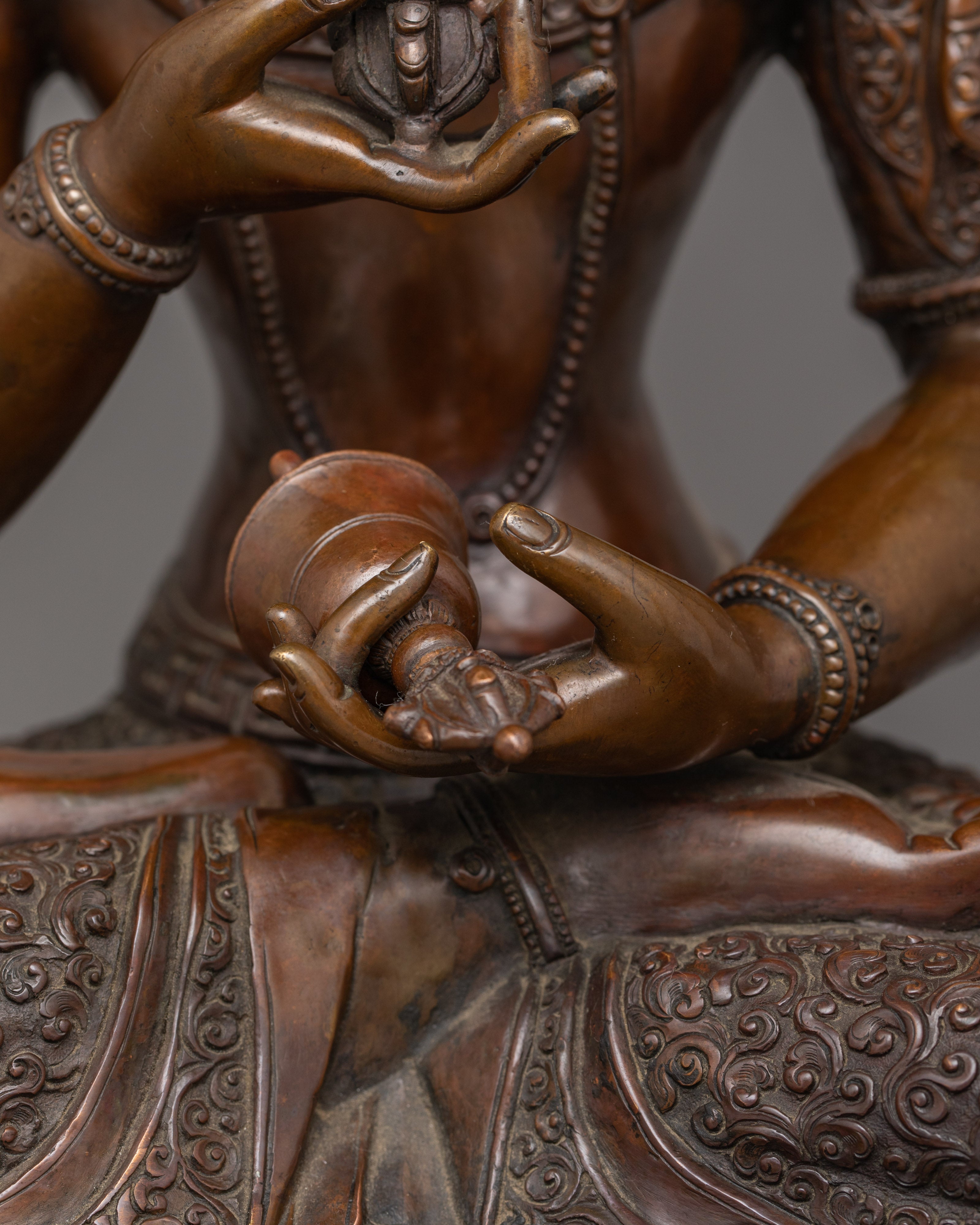 Hand-Sculpted Dorje Sempa Oxidized Statue | Traditional Copper Artwork of Nepal