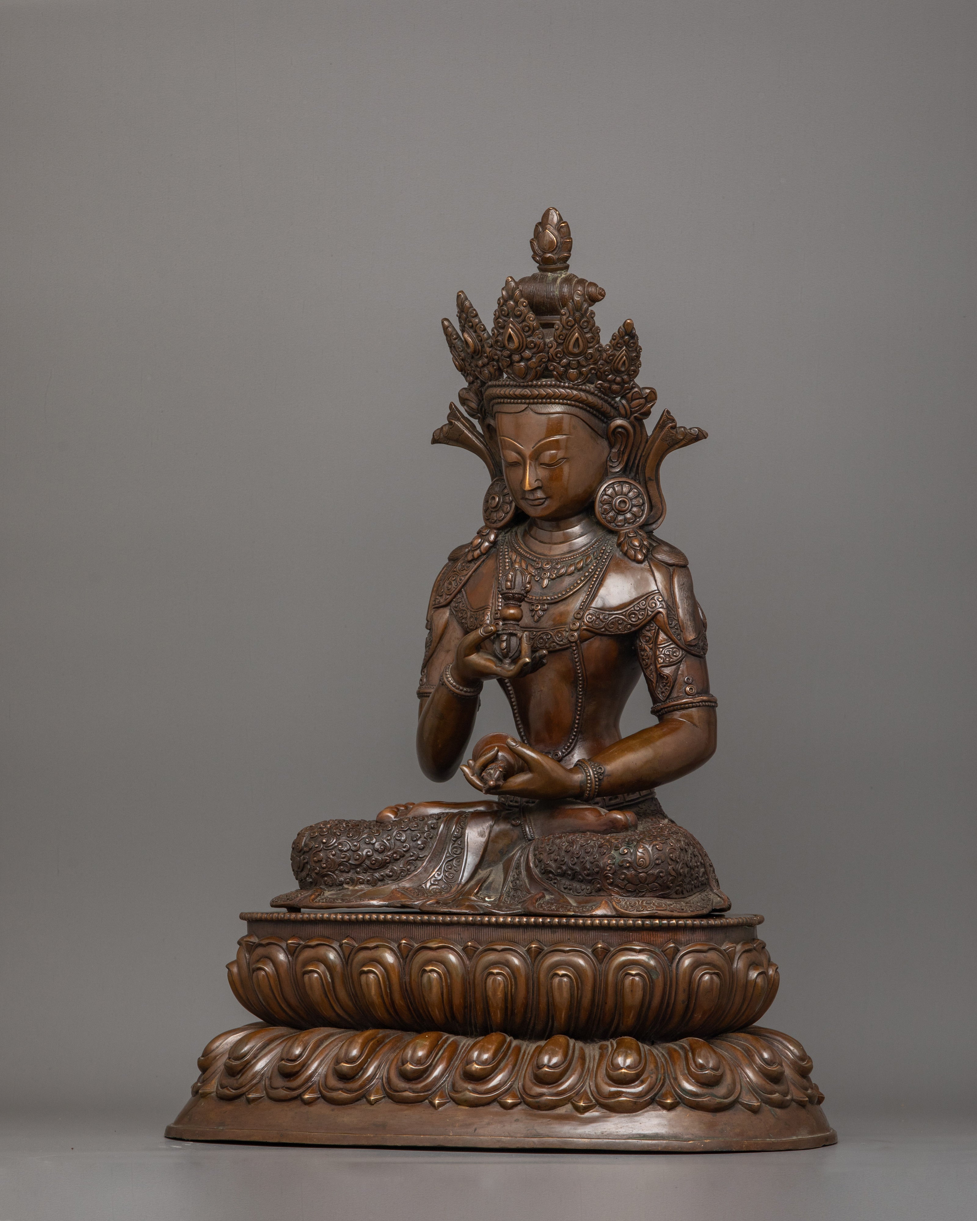 Hand-Sculpted Dorje Sempa Oxidized Statue | Traditional Copper Artwork of Nepal