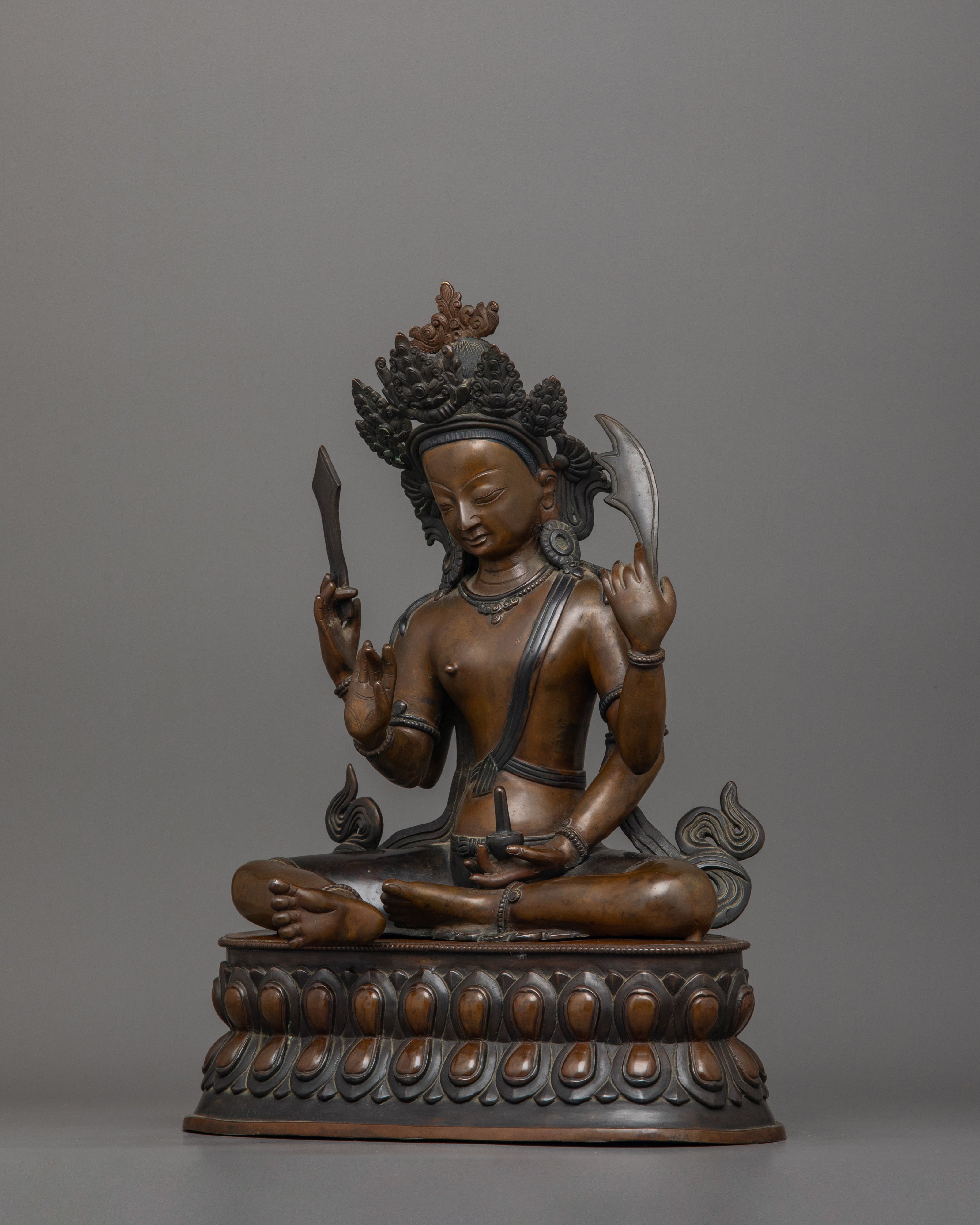 Beautiful Bodhisattva Statue | Oxidized Copper Body