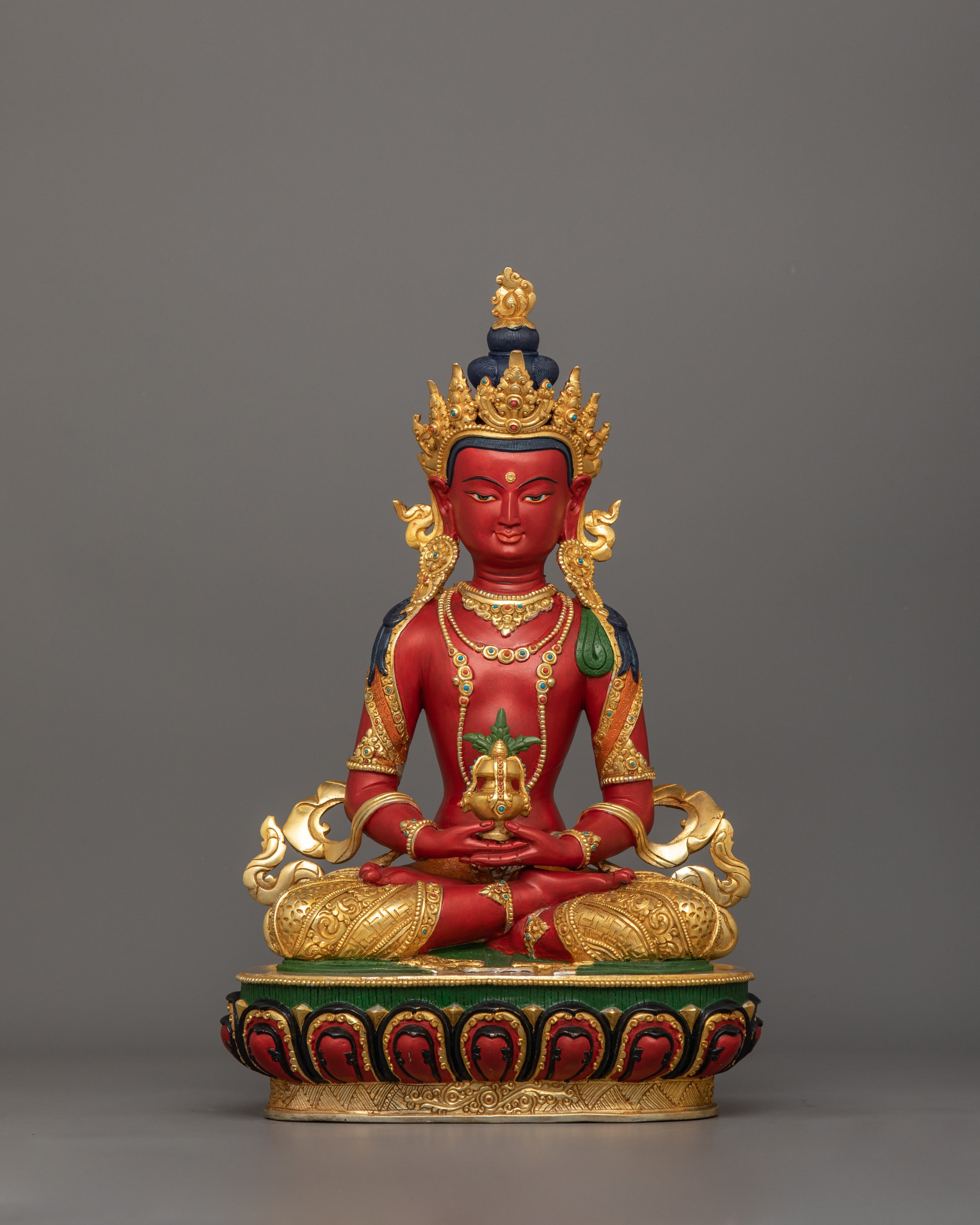 Tibetan Handcrafted Amitayus Statue | Amitayus Buddha Holding Vase of Immortality