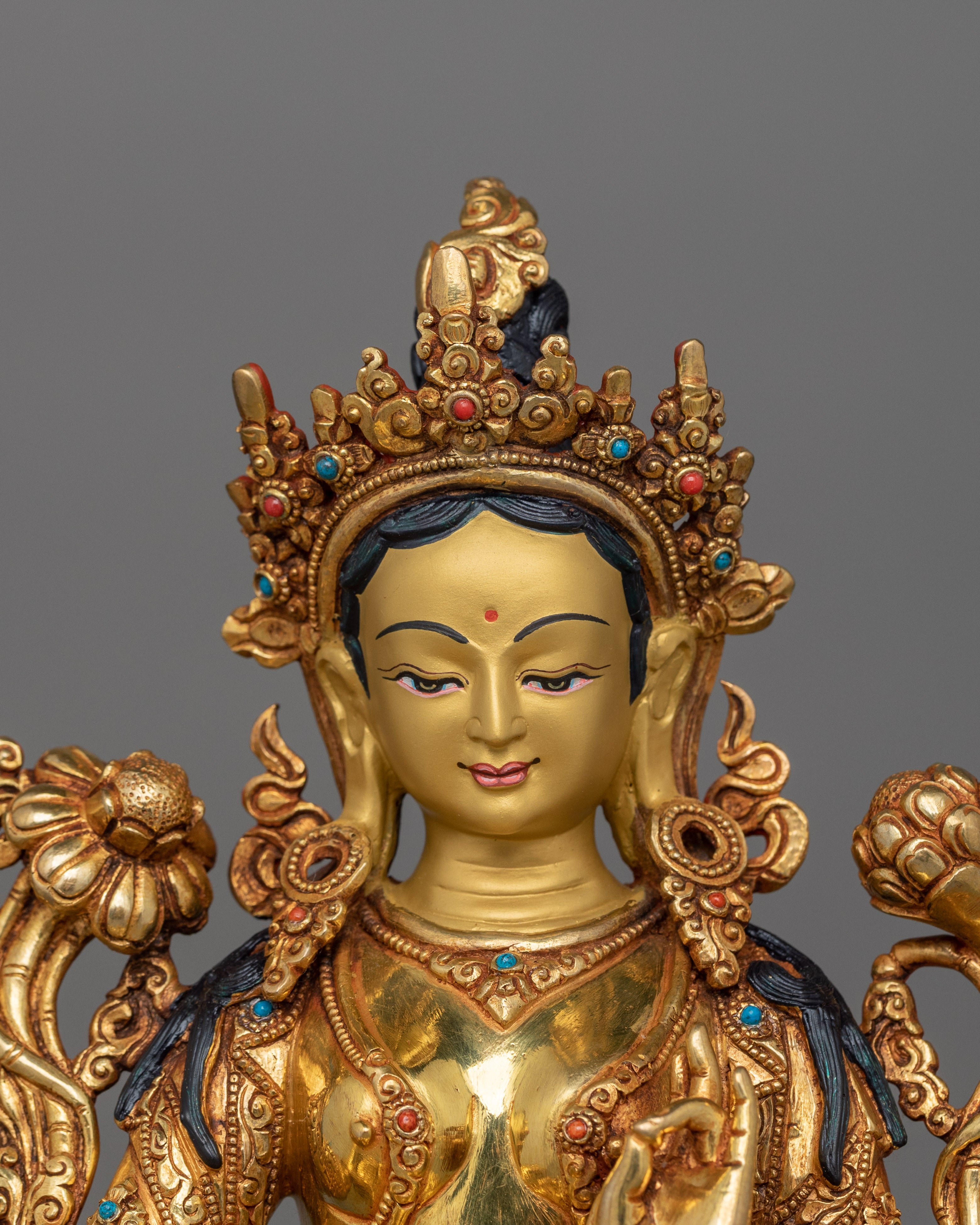 Handmade Statue of Syamatara Goddess of Swift Protection | Green Tara Figurine