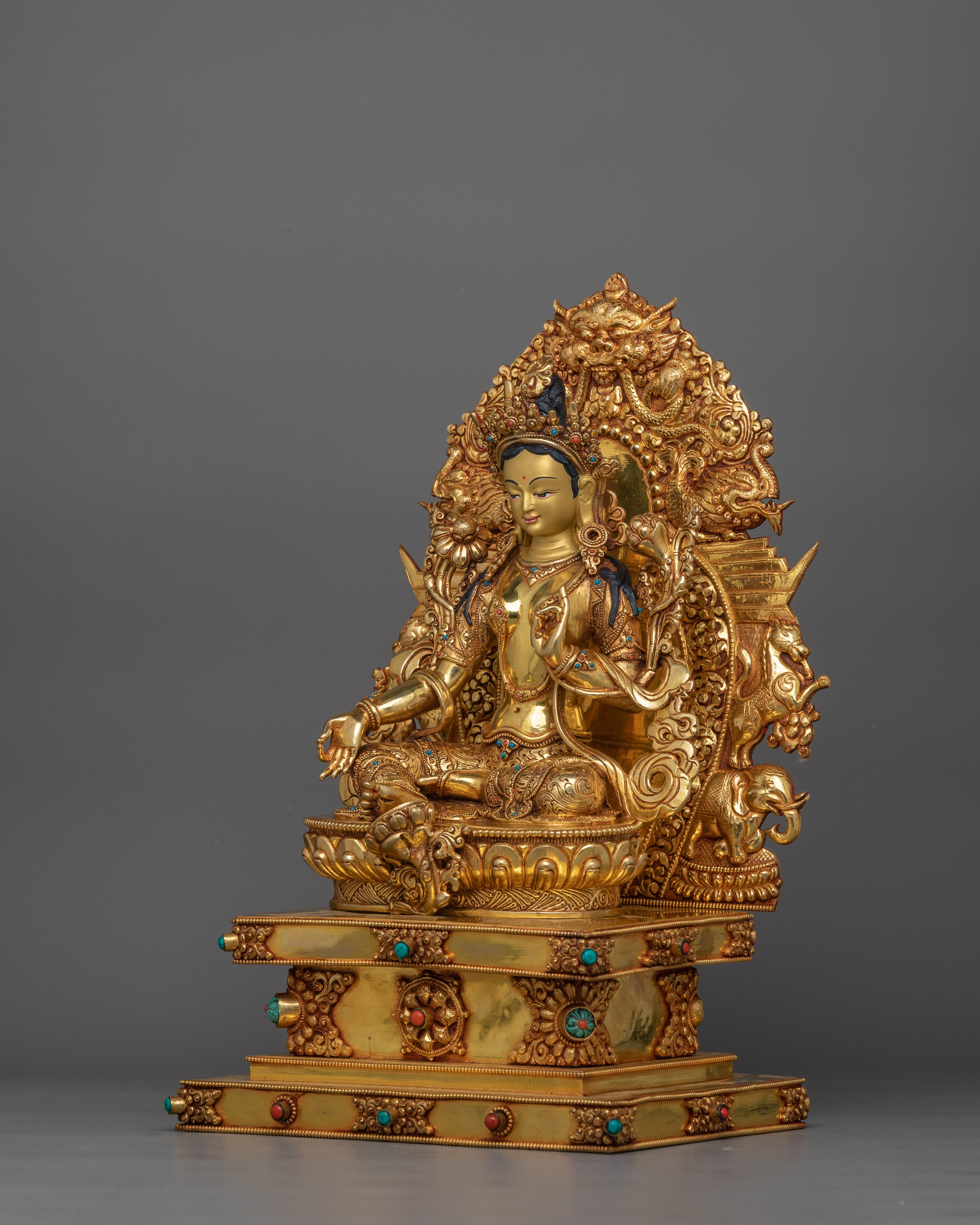 Handmade Statue of Syamatara Goddess of Swift Protection | Green Tara Figurine