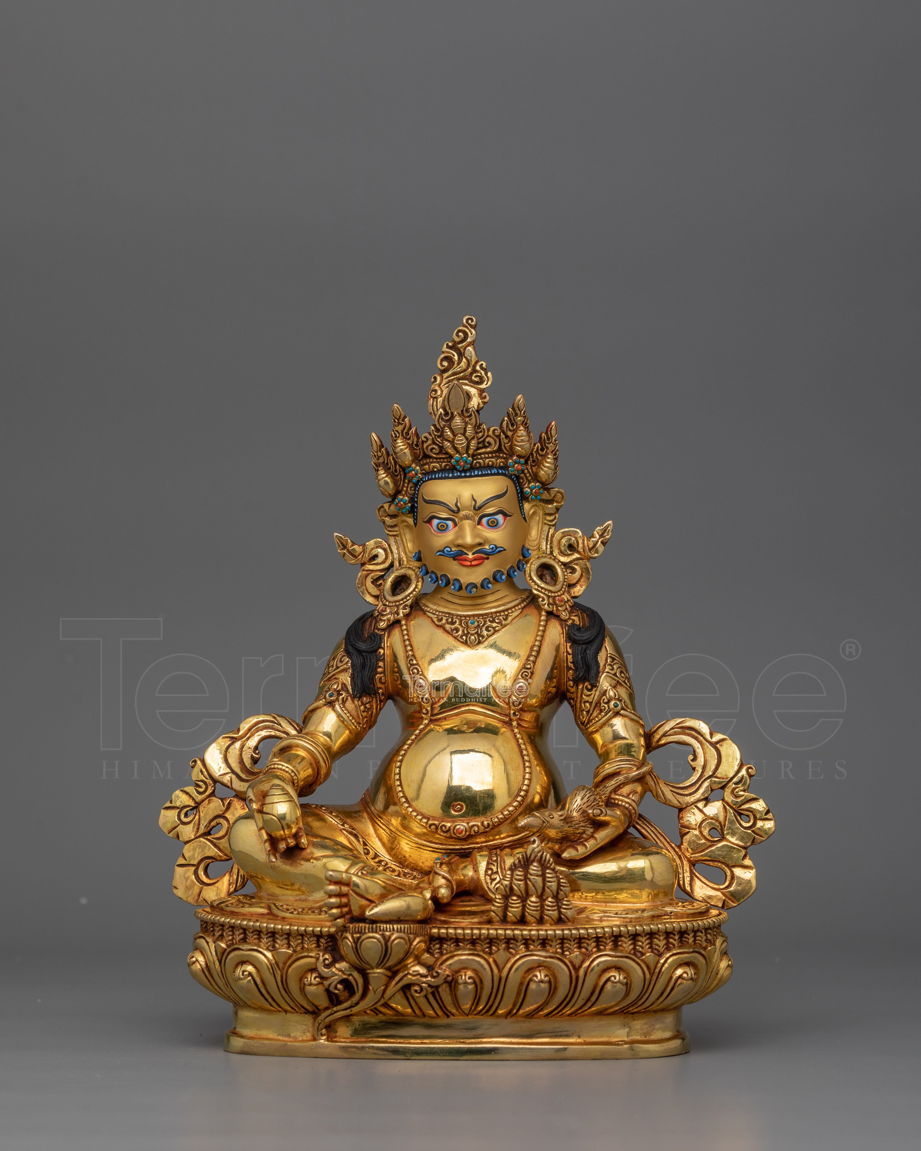 Tibetan Buddhist Wealth Deity Dzambhala Statue | 24K Gold Gilded Dzambhala Sculpture