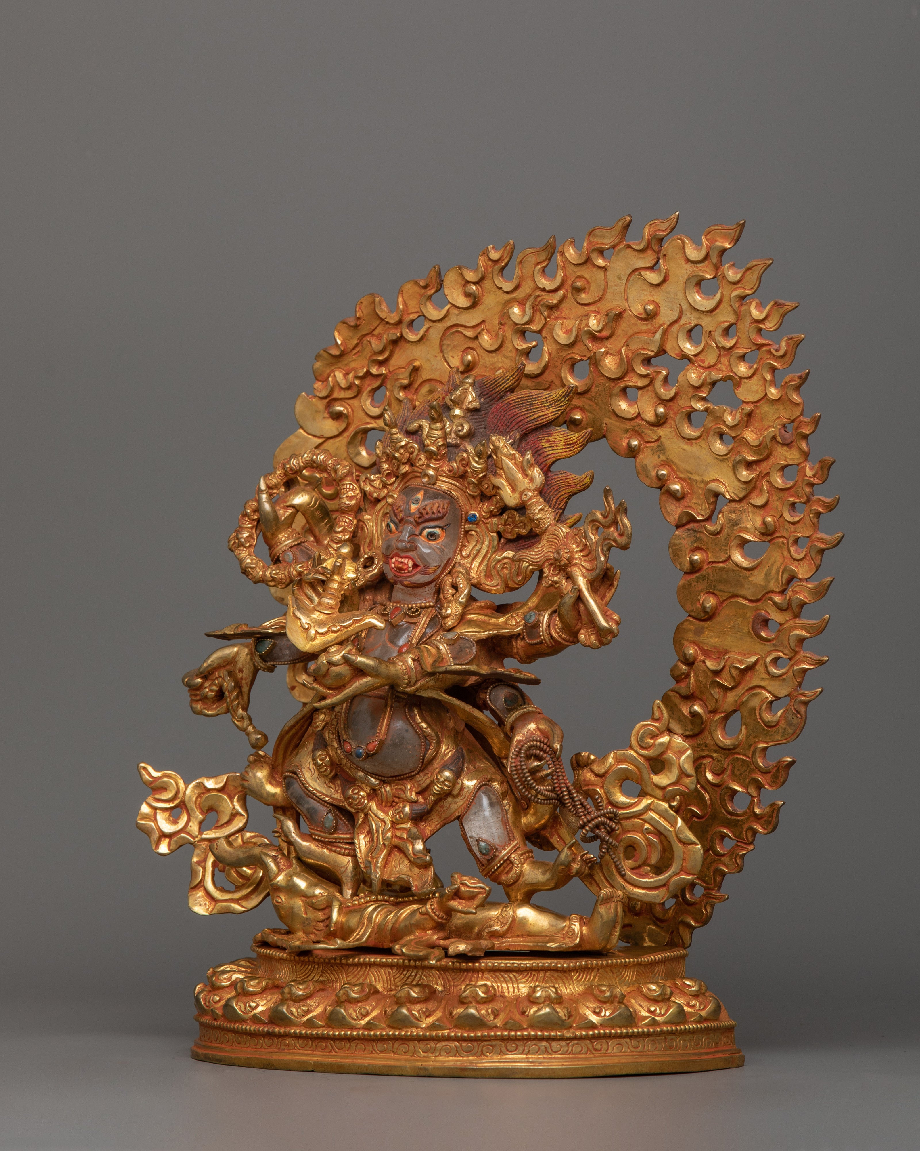 Six Armed Mahakala Wrathful Protector Deity Statue | Buddhist Deity of Dharma Protector