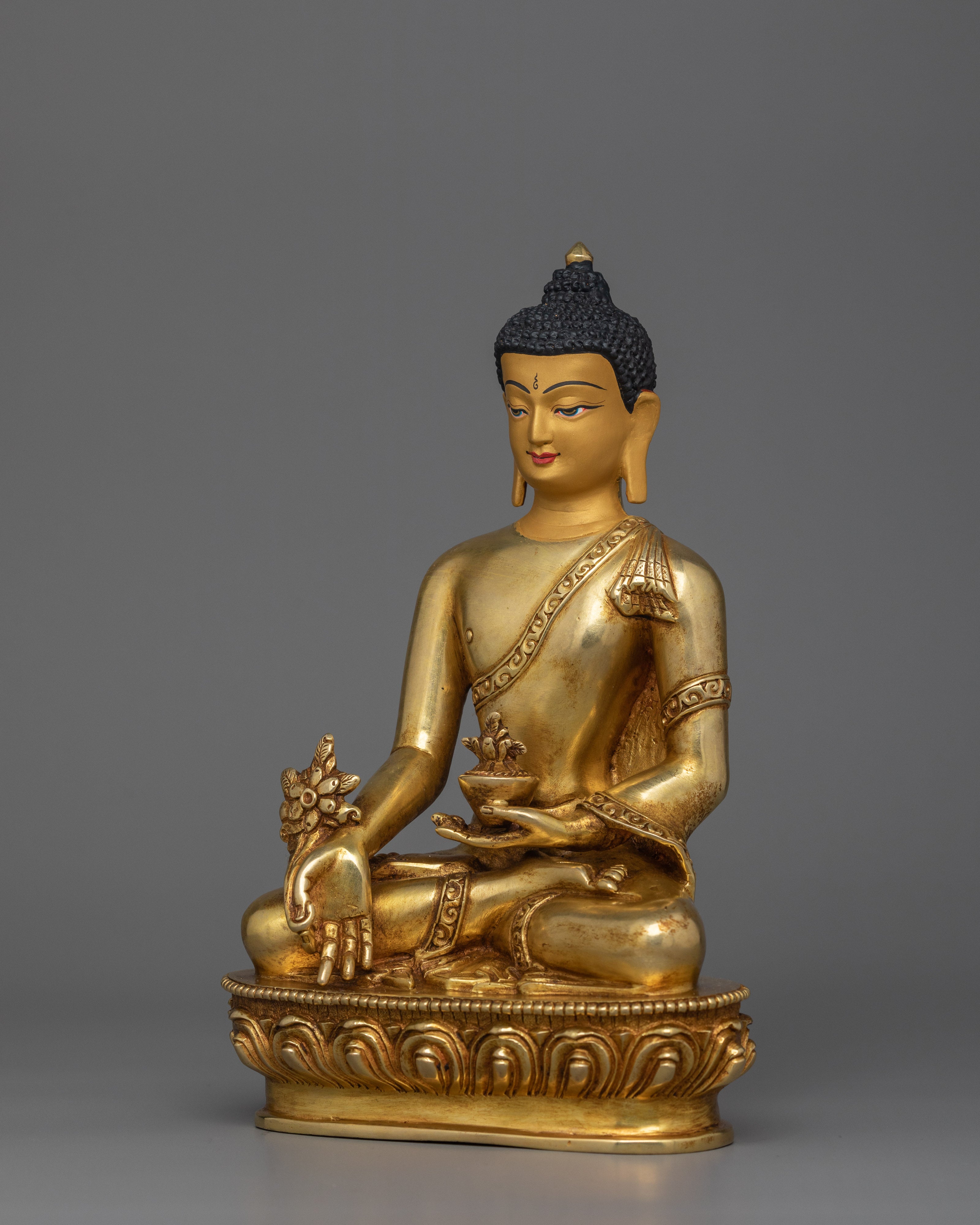 Sacred Bhaisajyaguru Figurine for Healing | Handcrafted in 24K Gold Gilding